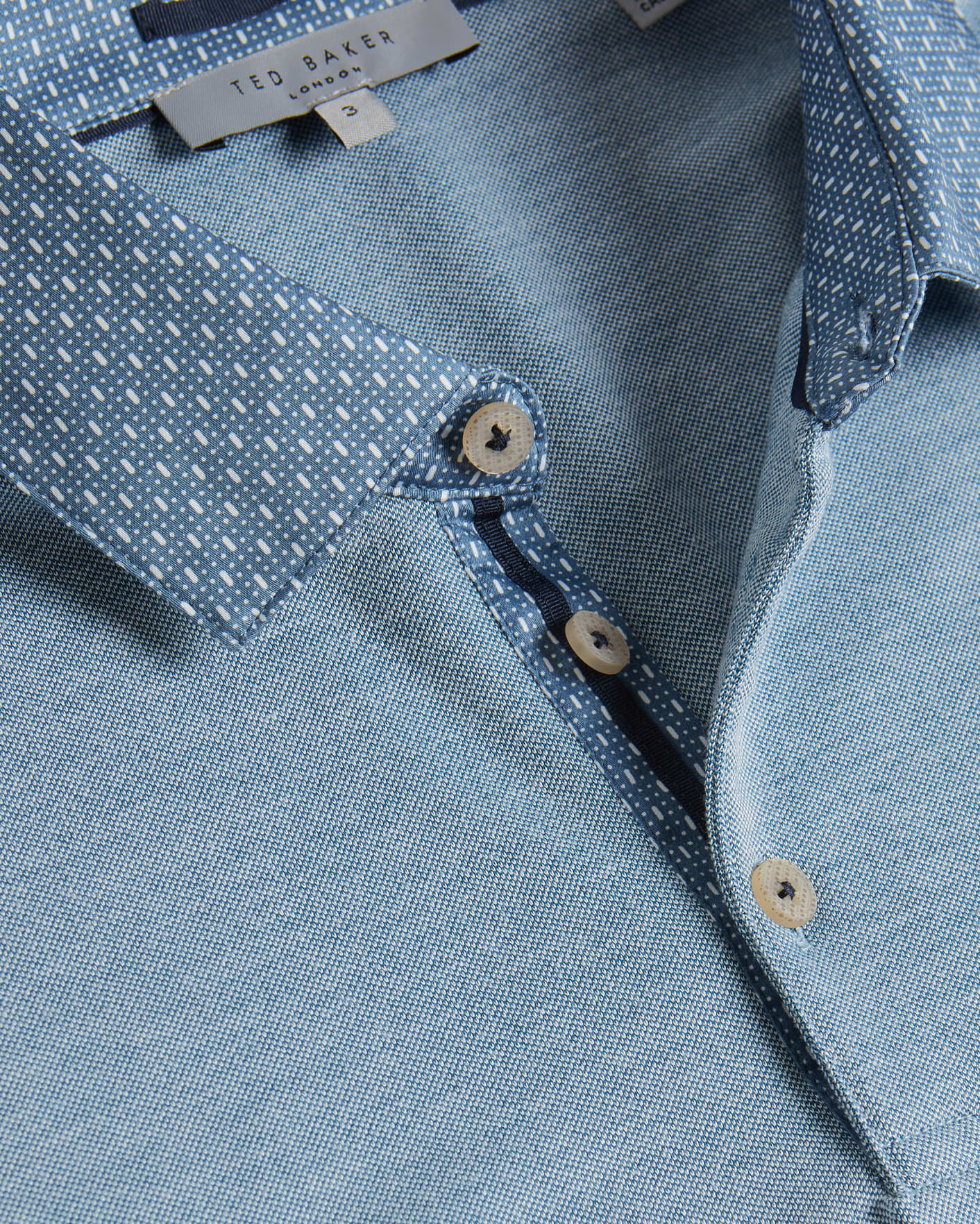 Teal-Blue Short Sleeve Woven Collar Polo Ted Baker