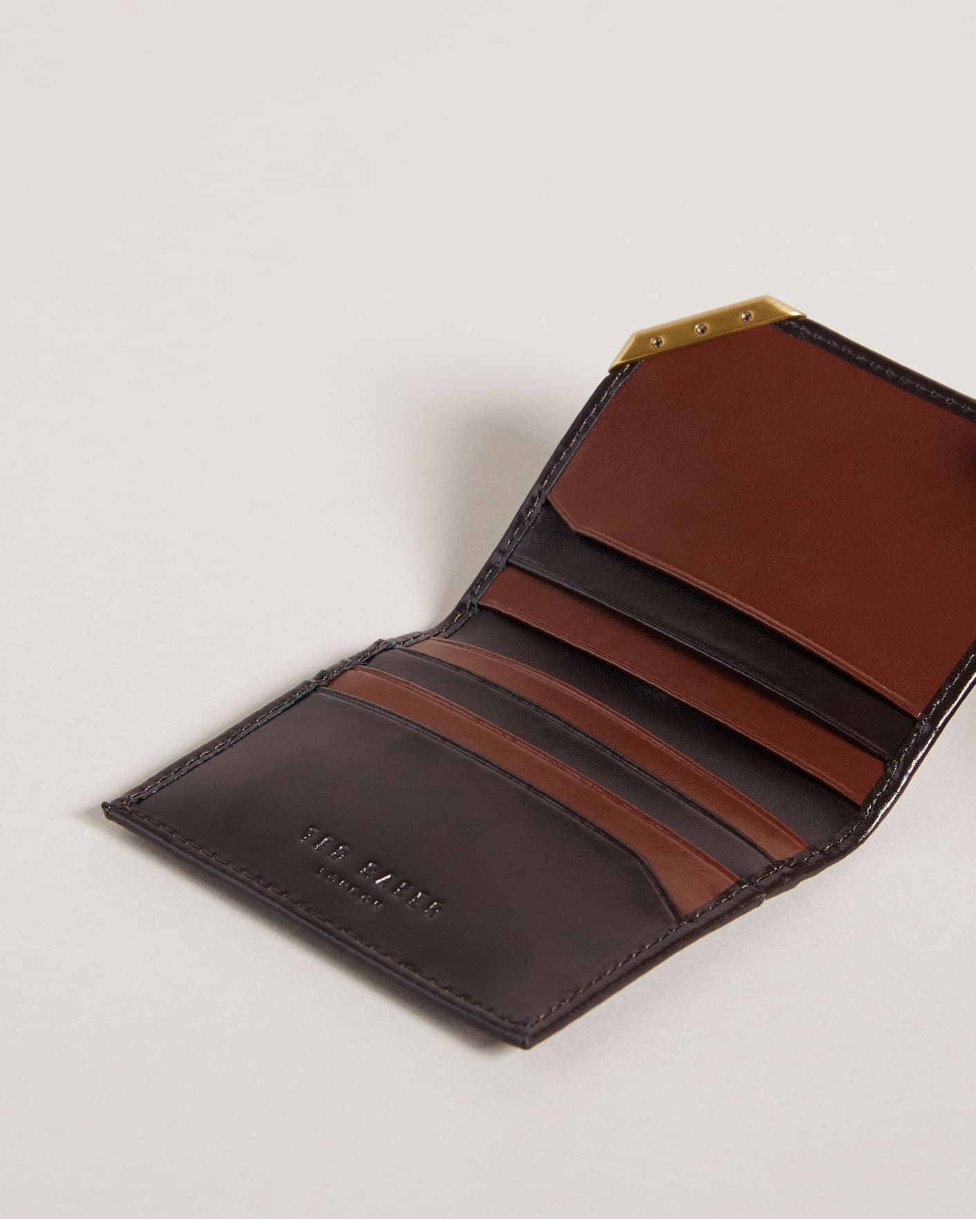 Brown-Chocolate Leather Card Wallet Ted Baker