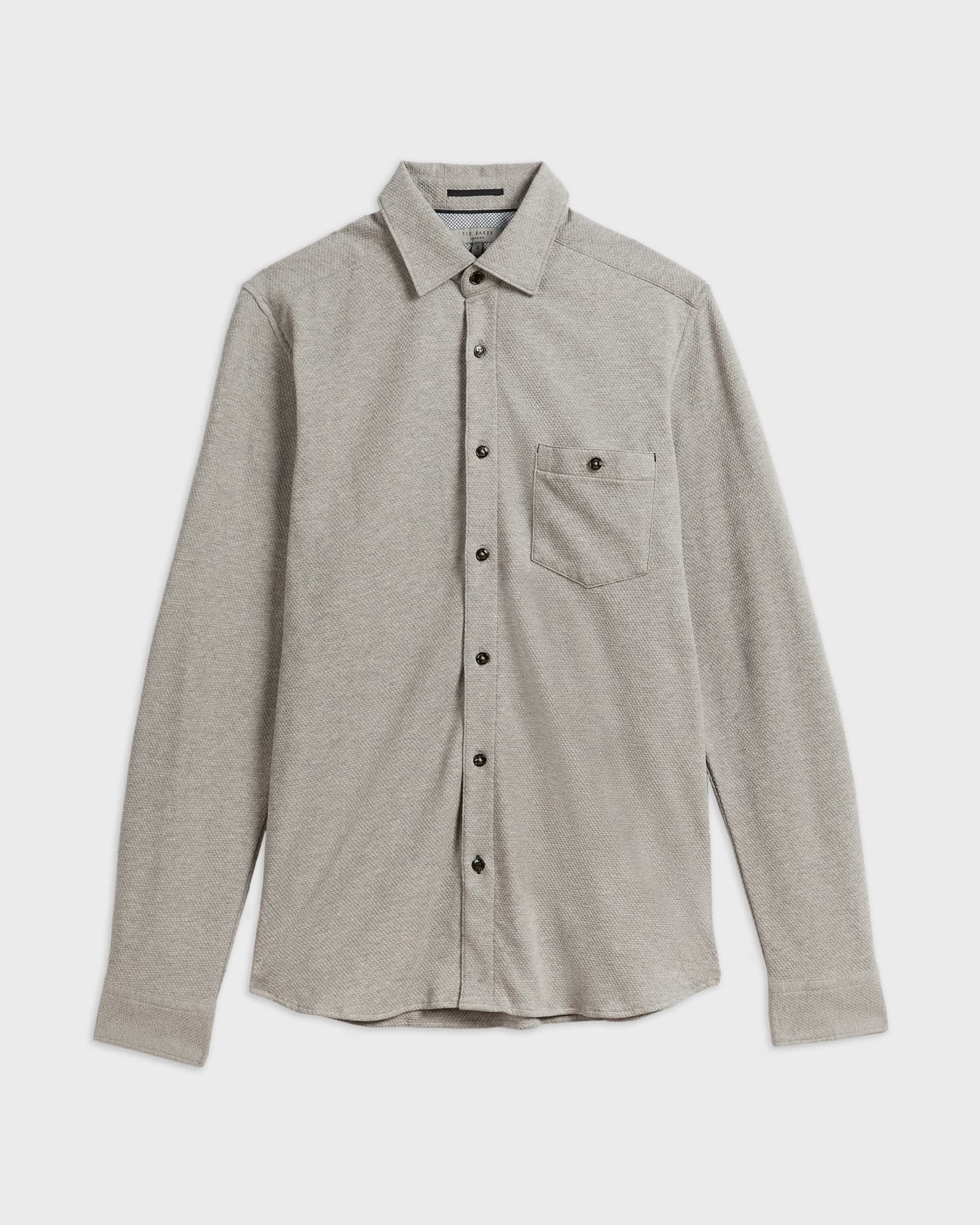 Gray Marl Long sleeve textured shirt Ted Baker