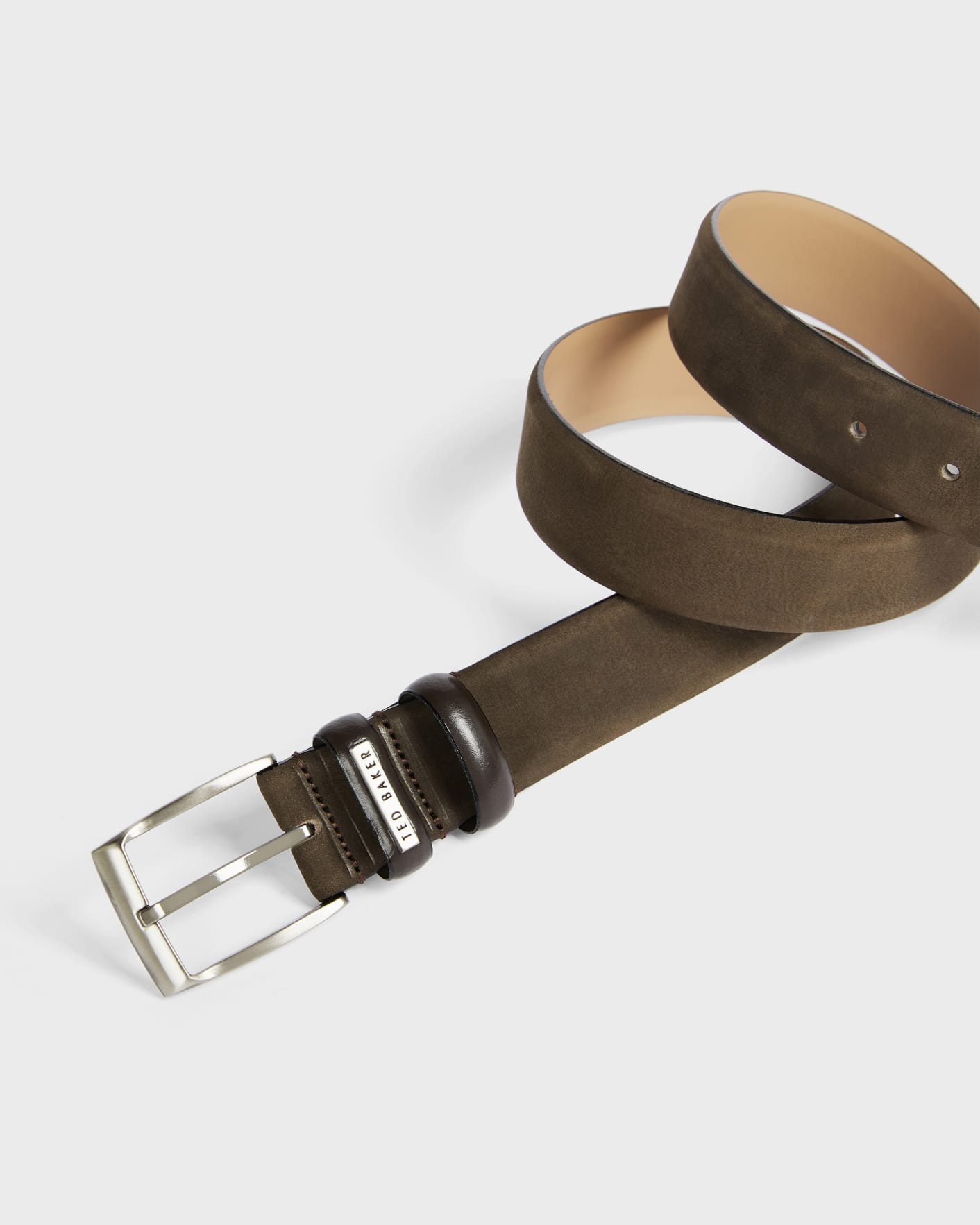 Brown-Chocolate Nubuck Leather Belt Ted Baker