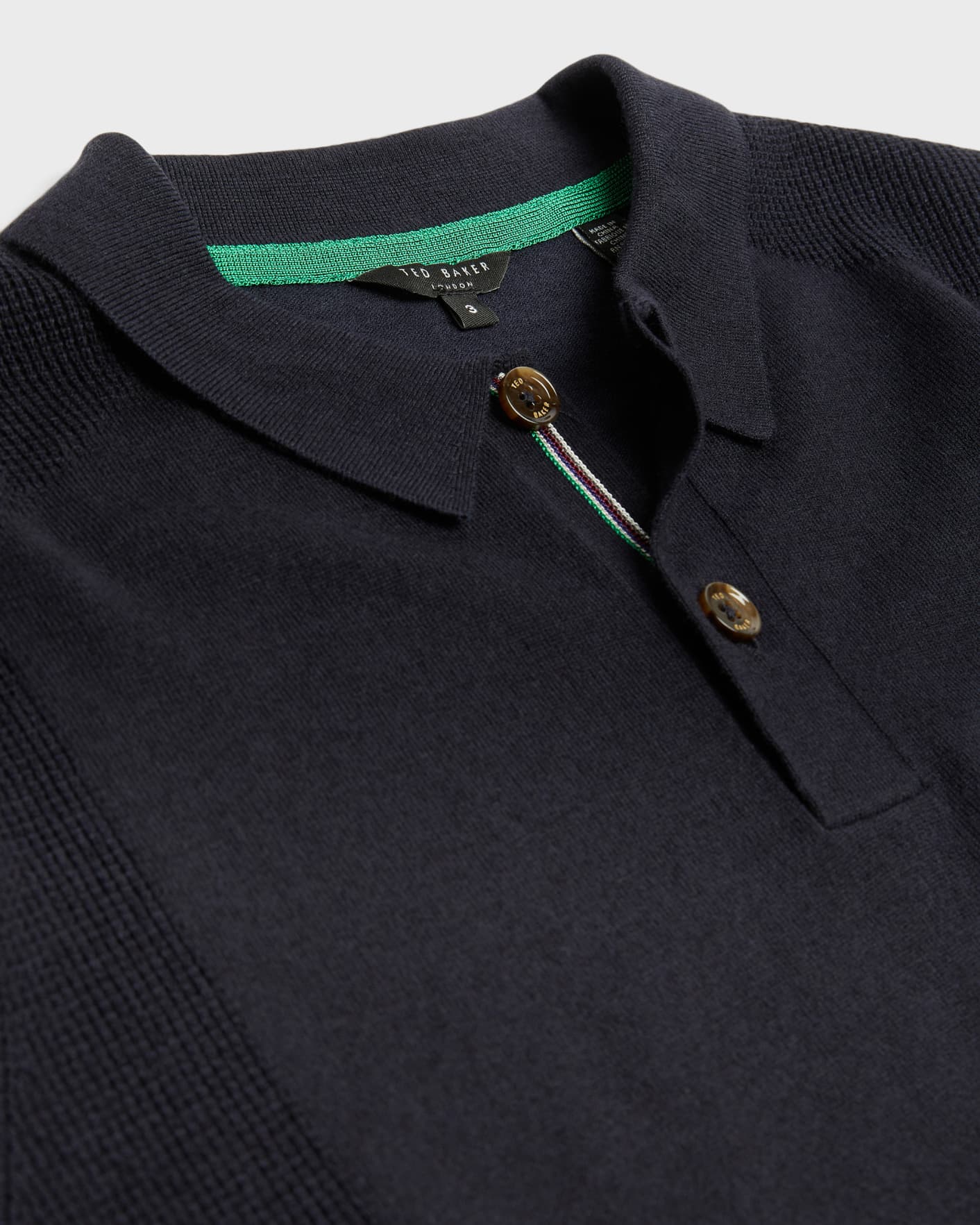 Navy Short Sleeve Knitted Polo Ted Baker