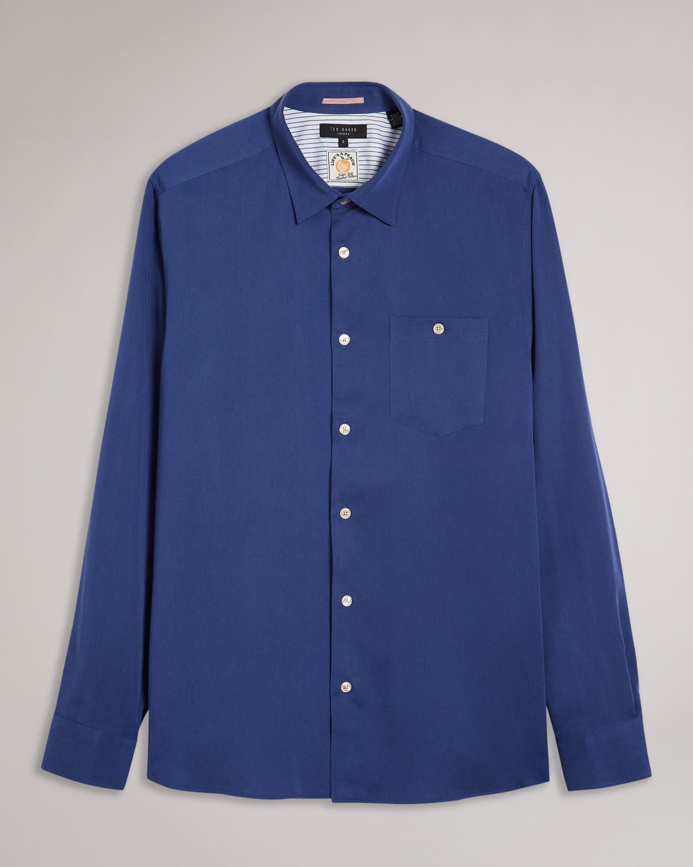 Medium Blue Lyocell Soft Plain Shirt Ted Baker