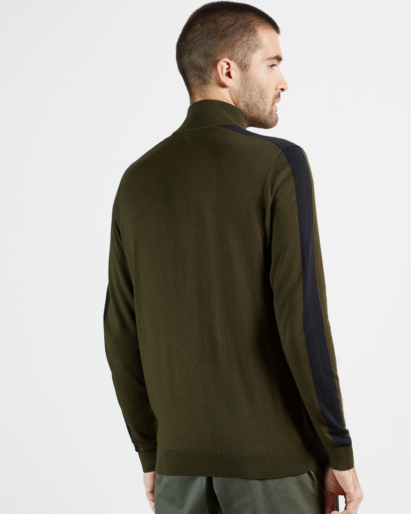 Khaki Funnel neck top with stripe detail Ted Baker