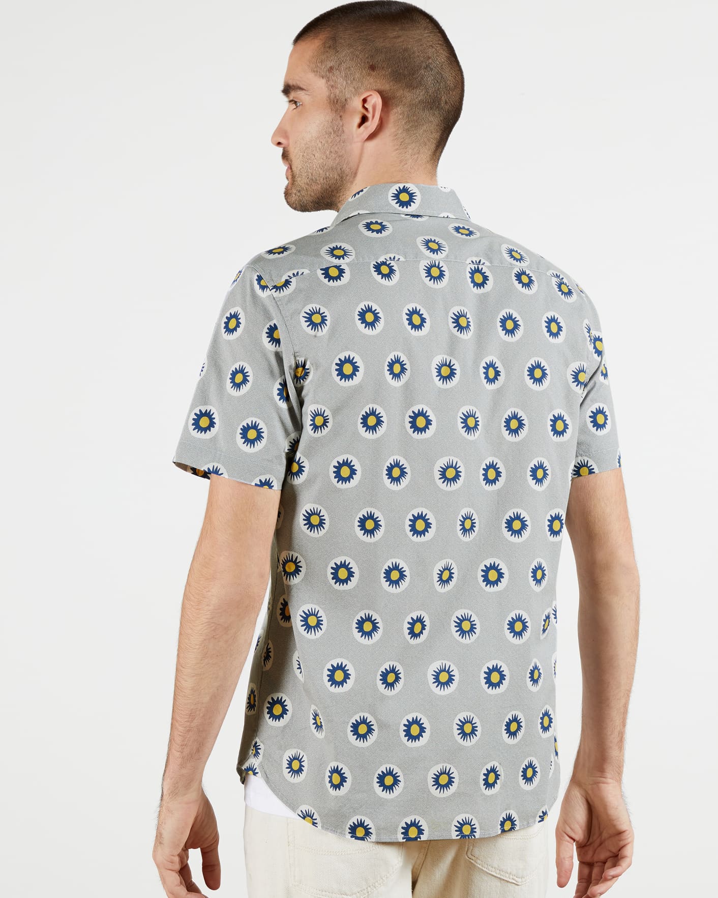 Grey Large Geometric Print Shirt Ted Baker