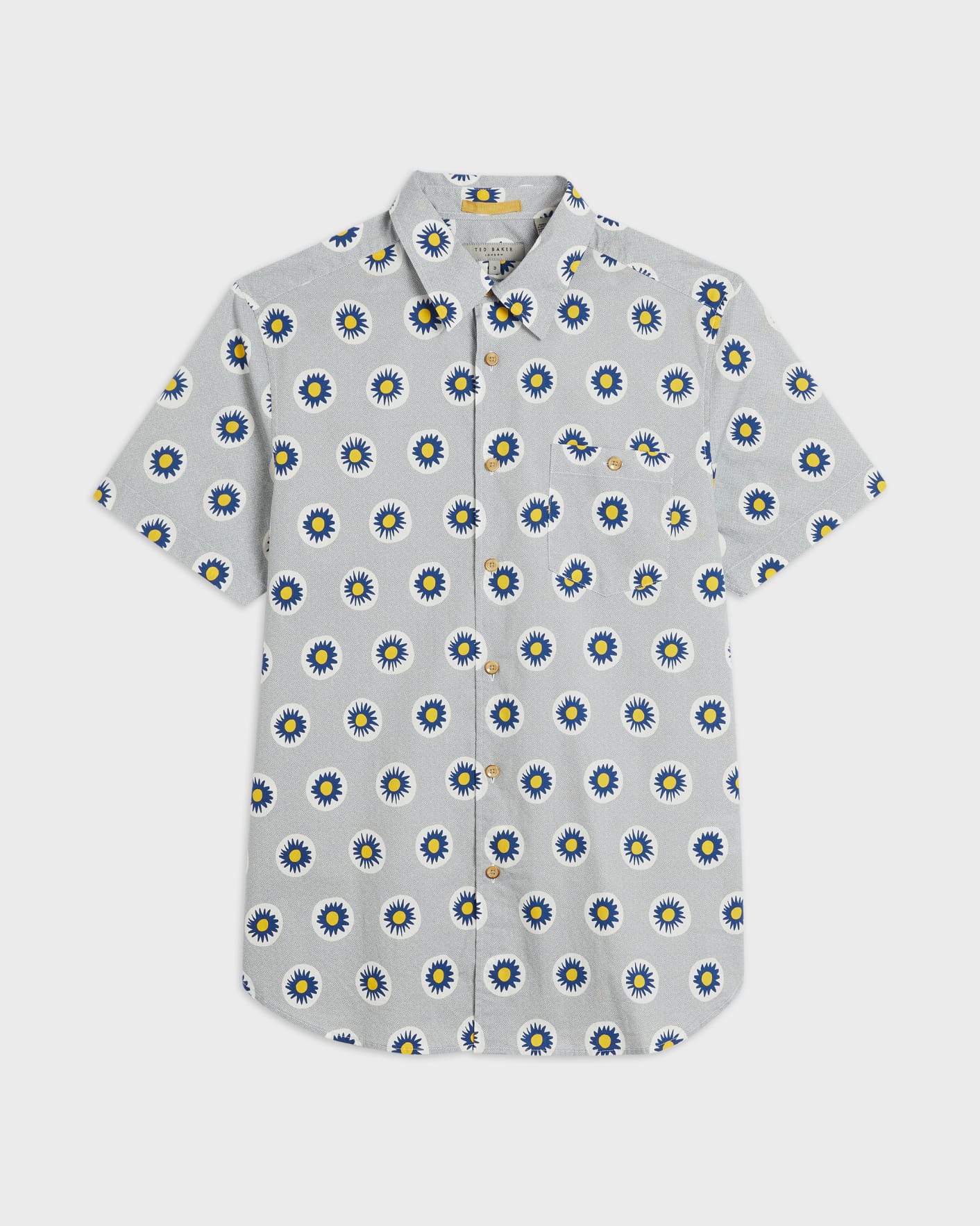 Grey Large Geometric Print Shirt Ted Baker