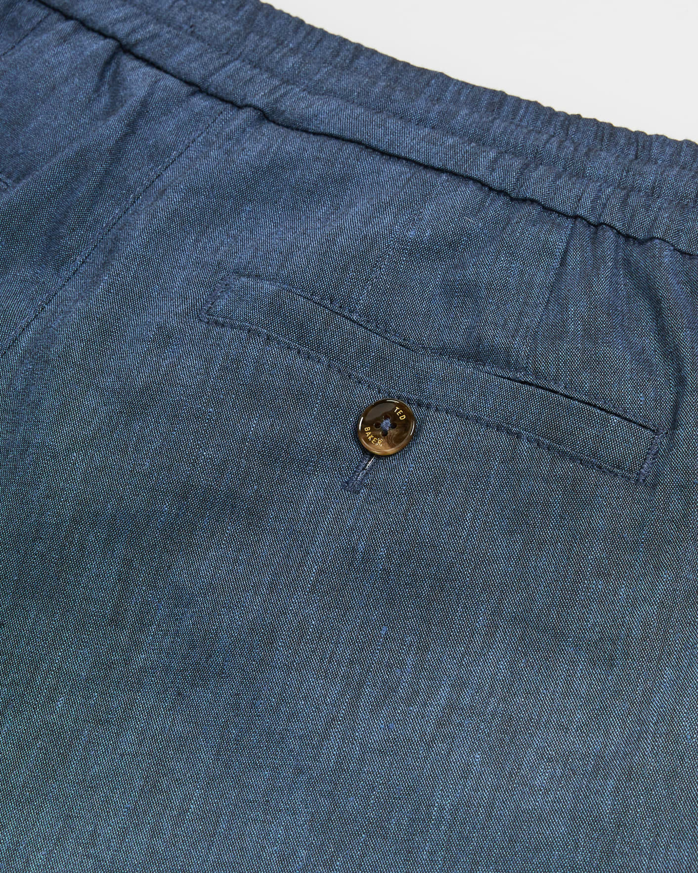 Navy Linen blend drawstring trouser Ted Baker