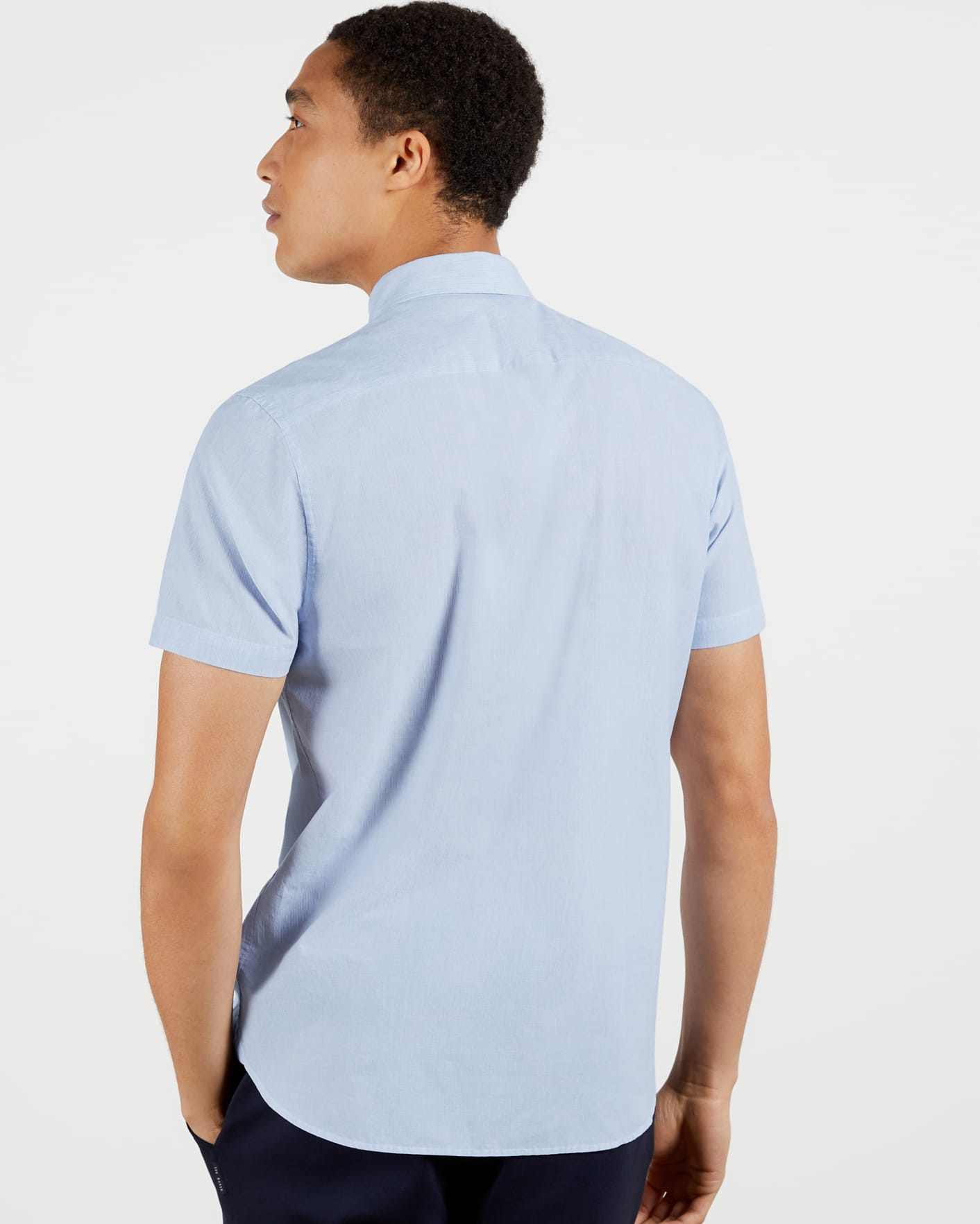 Blue Short Sleeve Micro Stripe Shirt Ted Baker