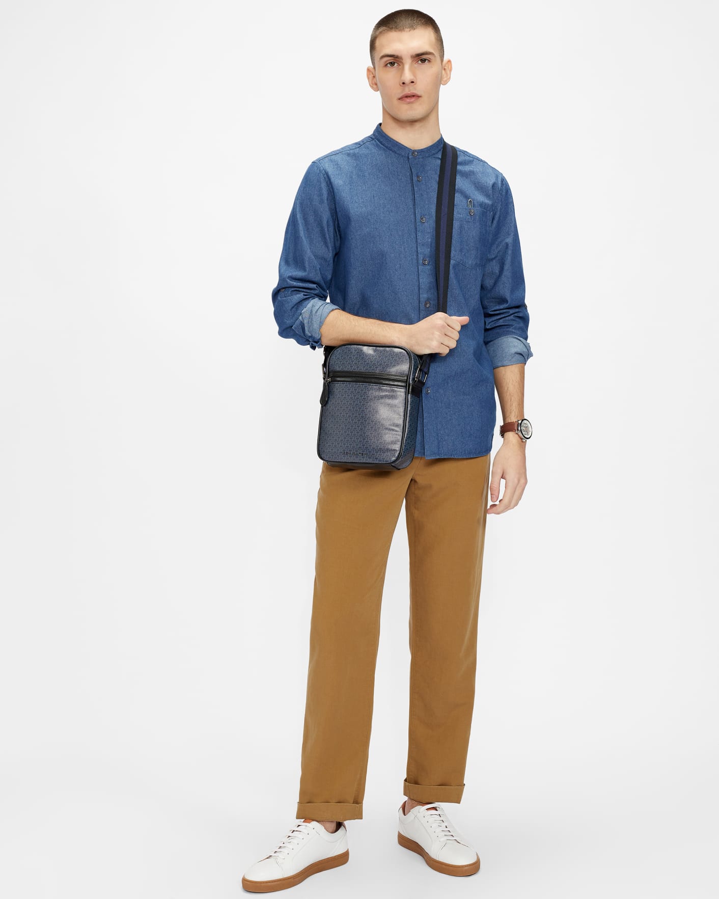 Camel Pleated Tapered Trouser Ted Baker