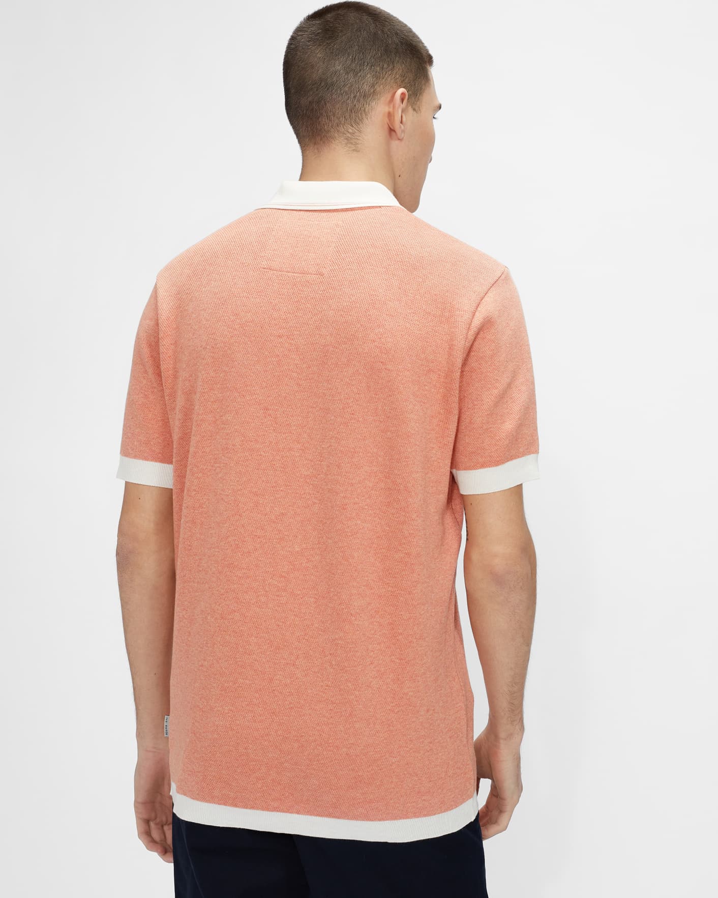Pink Short Sleeve Marl Textured Ribstart Polo Shirt Ted Baker