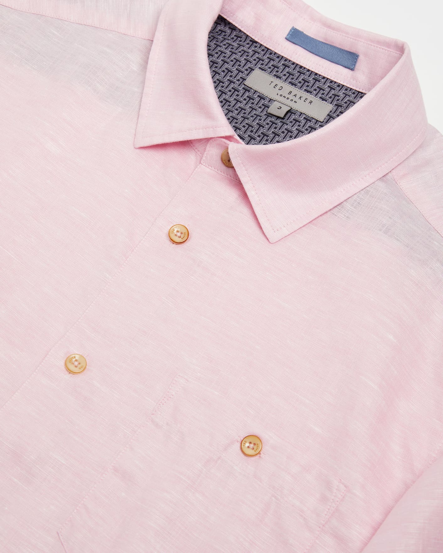 Pink Long Sleeve Linen Shirt Ted Baker