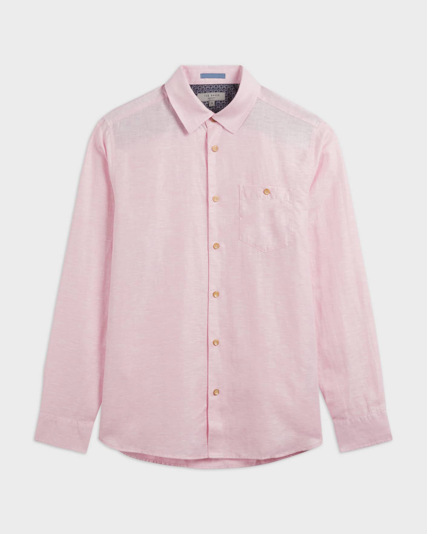 Pink Long Sleeve Linen Shirt Ted Baker