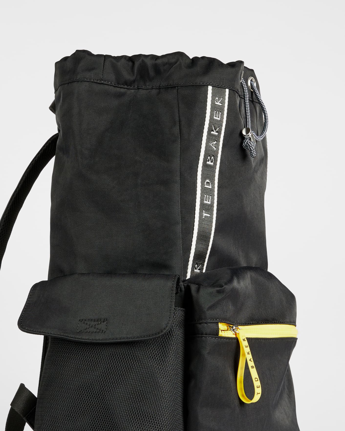 Black Branded Nylon Drawstring Backpack Ted Baker