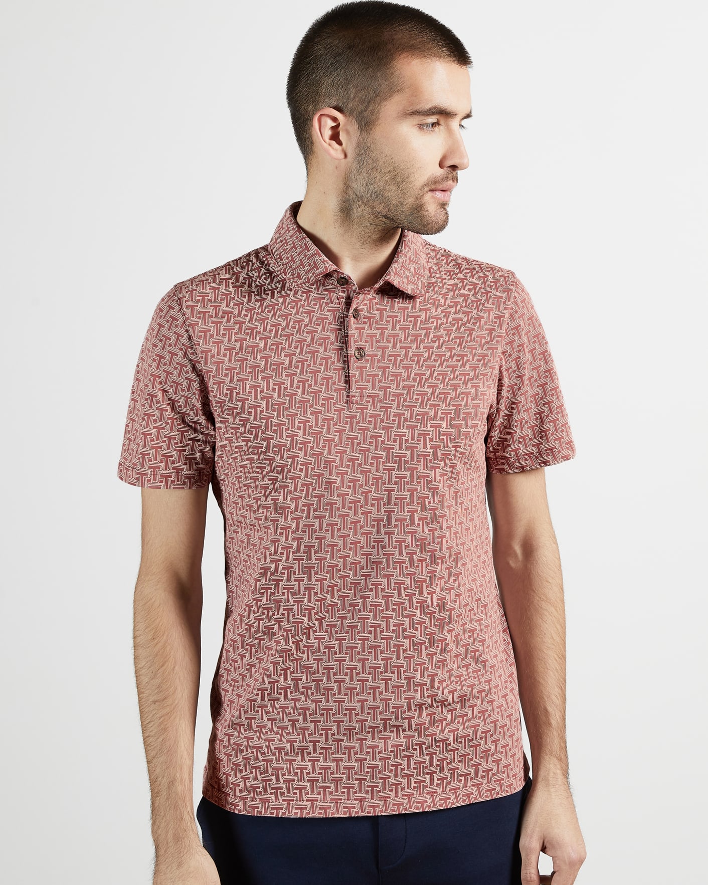 Pink Short Sleeve T Print Polo Top Ted Baker