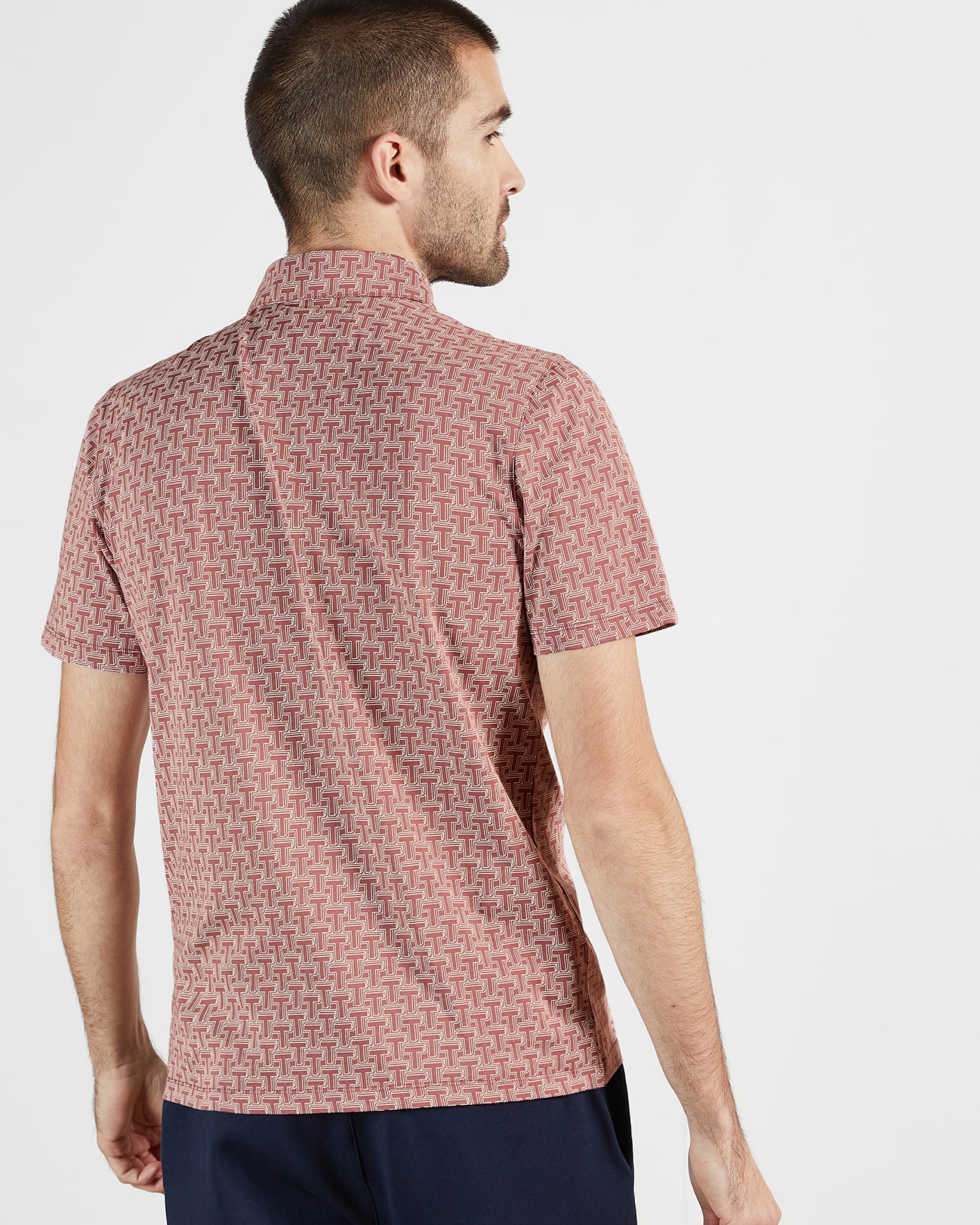 Pink Short Sleeve T Print Polo Top Ted Baker