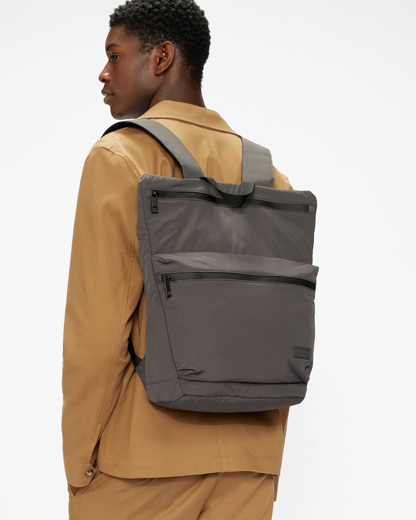 Gray Paper Touch Nylon Backpack Ted Baker