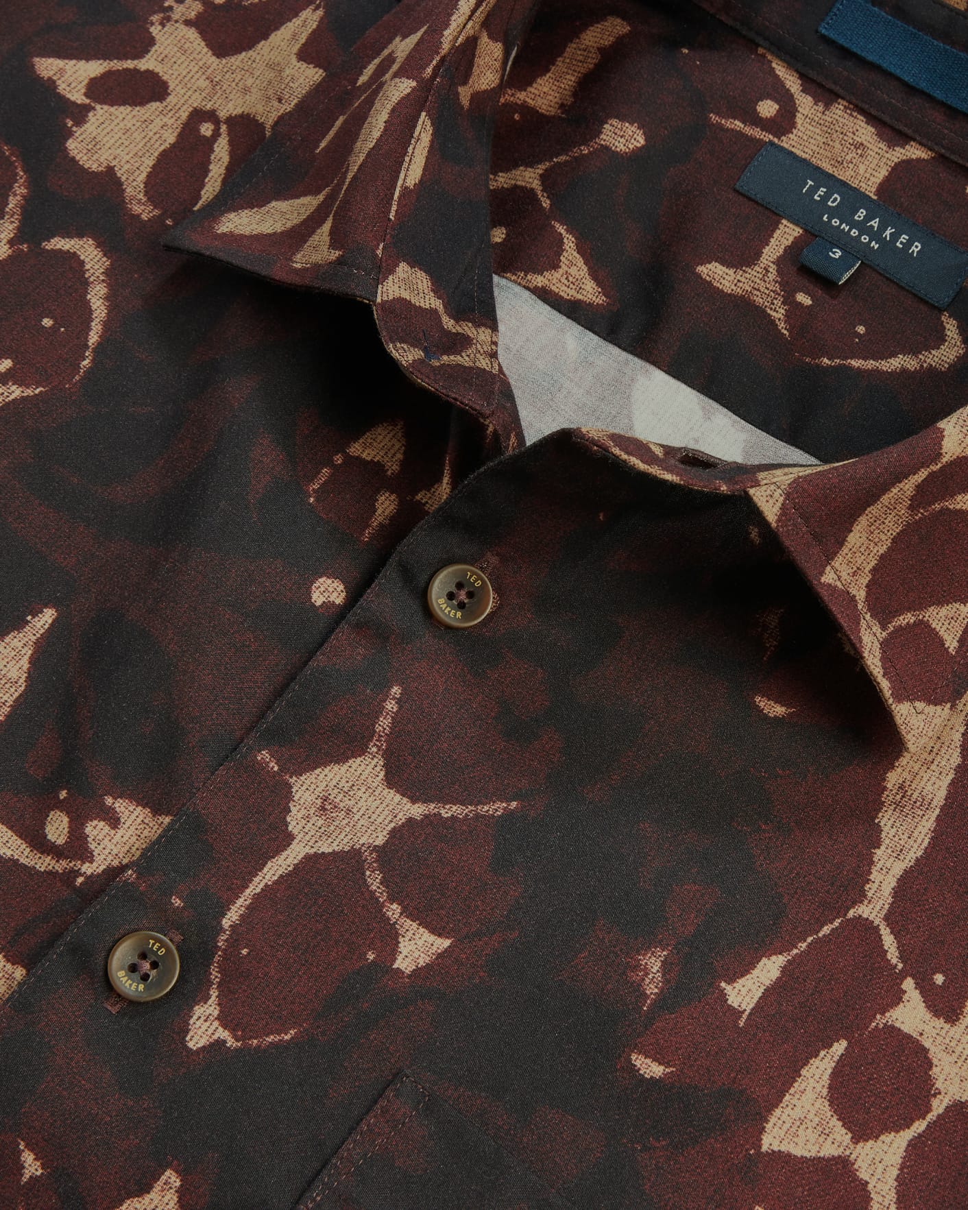 Dark Red SS Oversized Abstract Print Shirt Ted Baker