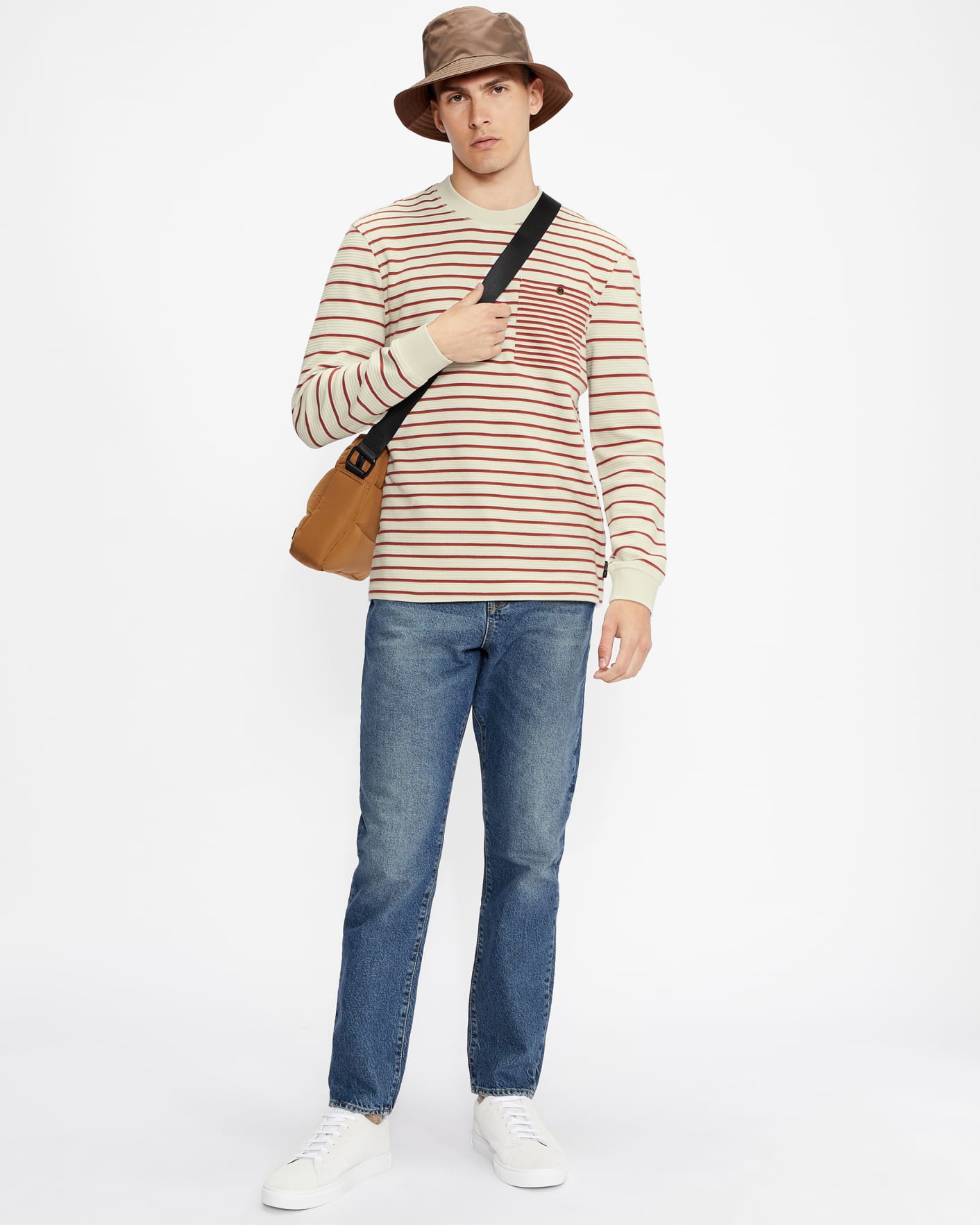 White-Gray Striped lightweight sweat Ted Baker