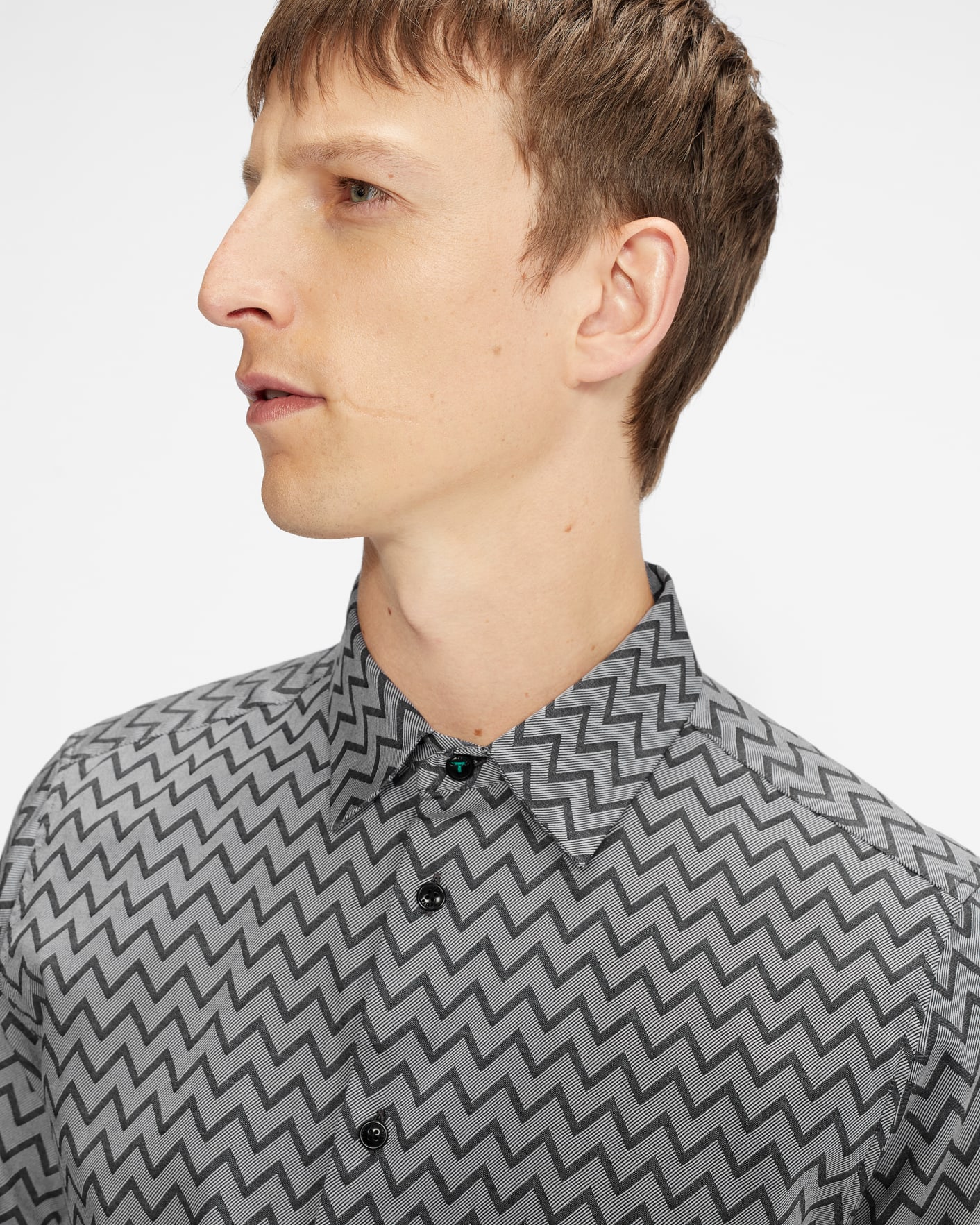 Black SS Contemporary Zigzag Monochrome Shirt Ted Baker