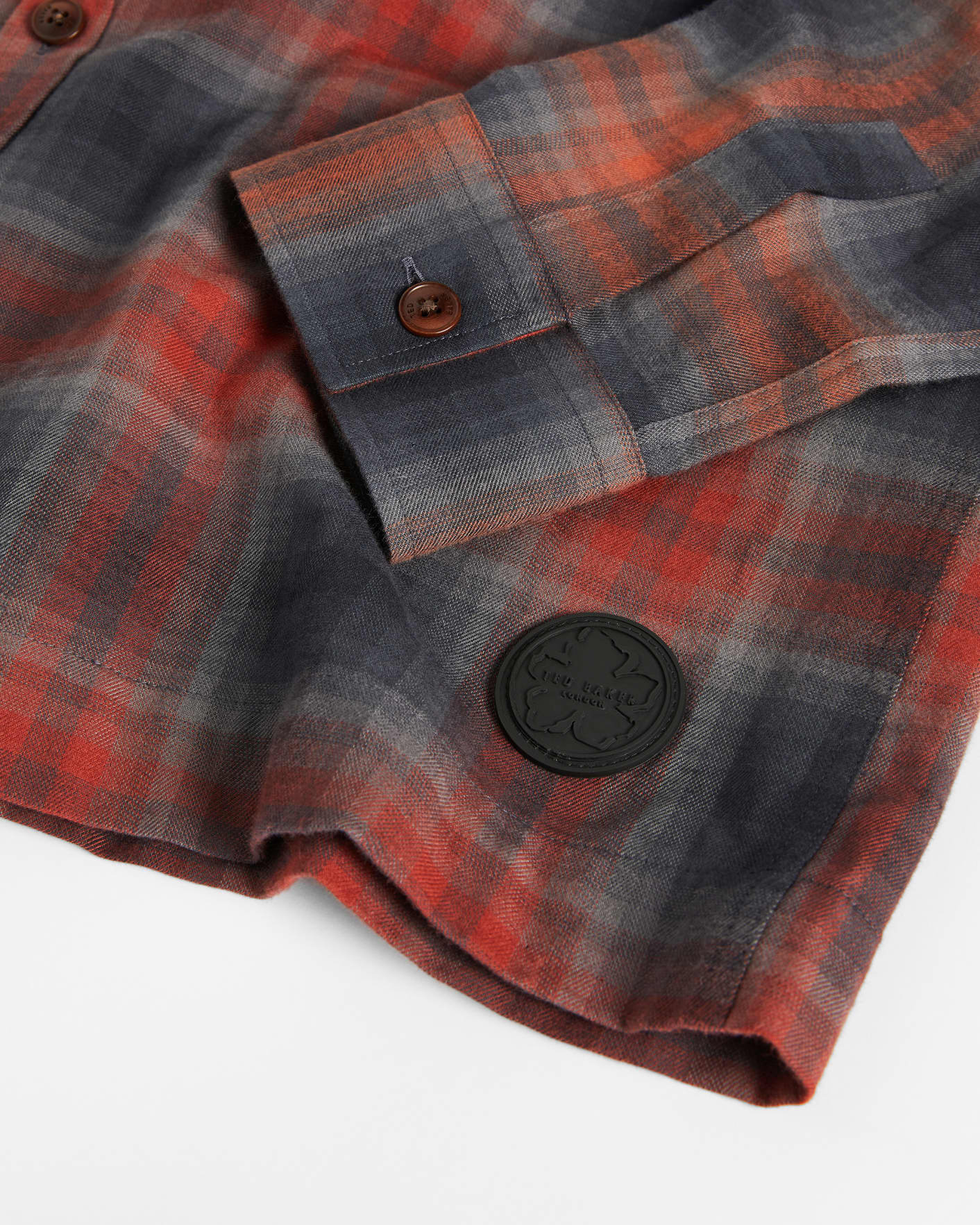 Dark Red Check flannel shacket Ted Baker