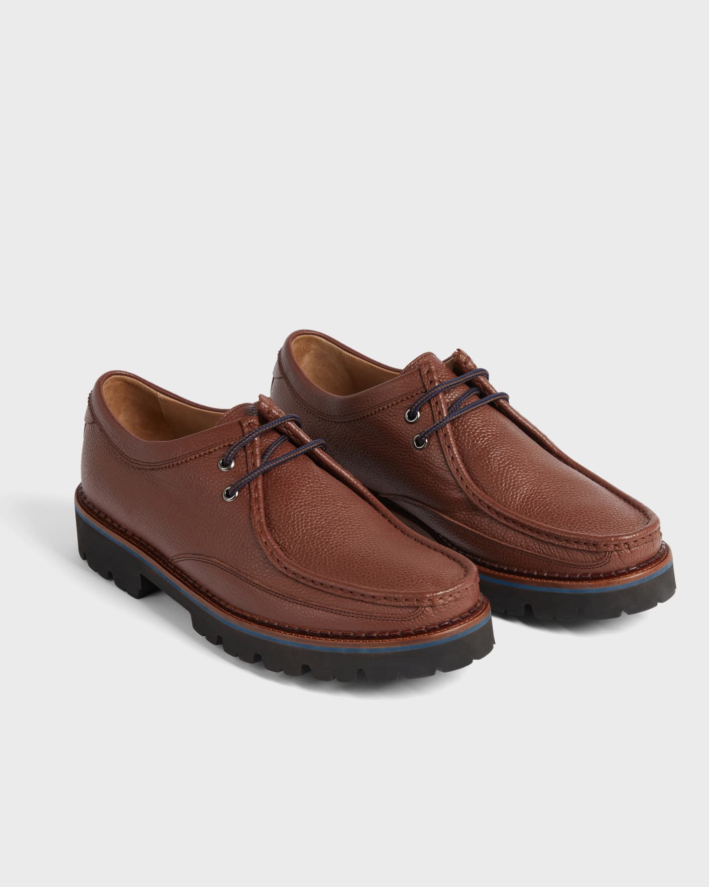 Brown Chunky Sole Leather Moccasin Shoes Ted Baker