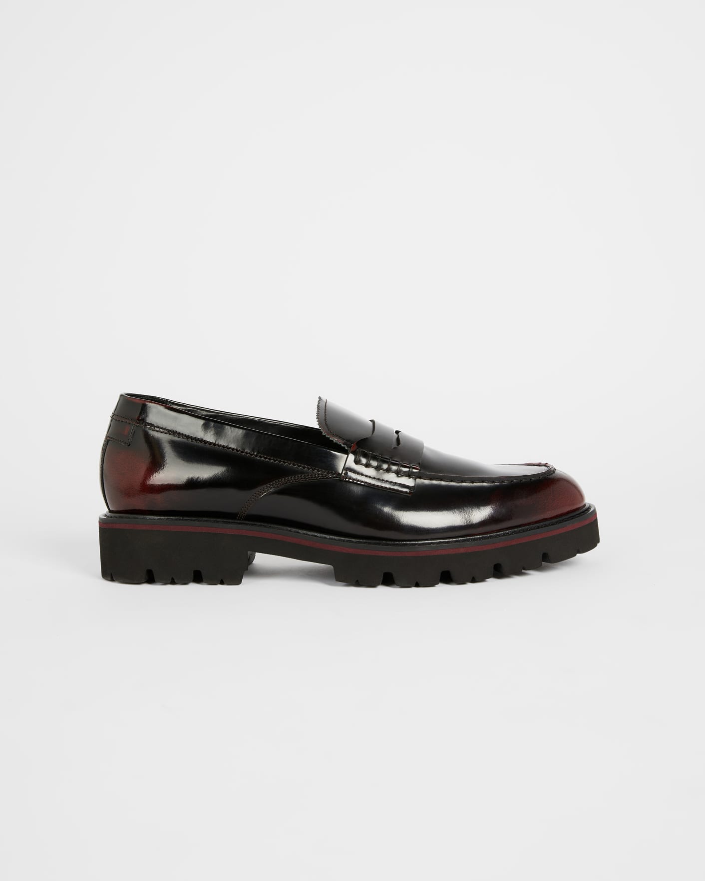 Dark Red Cleated Sole Penny Loafer Ted Baker