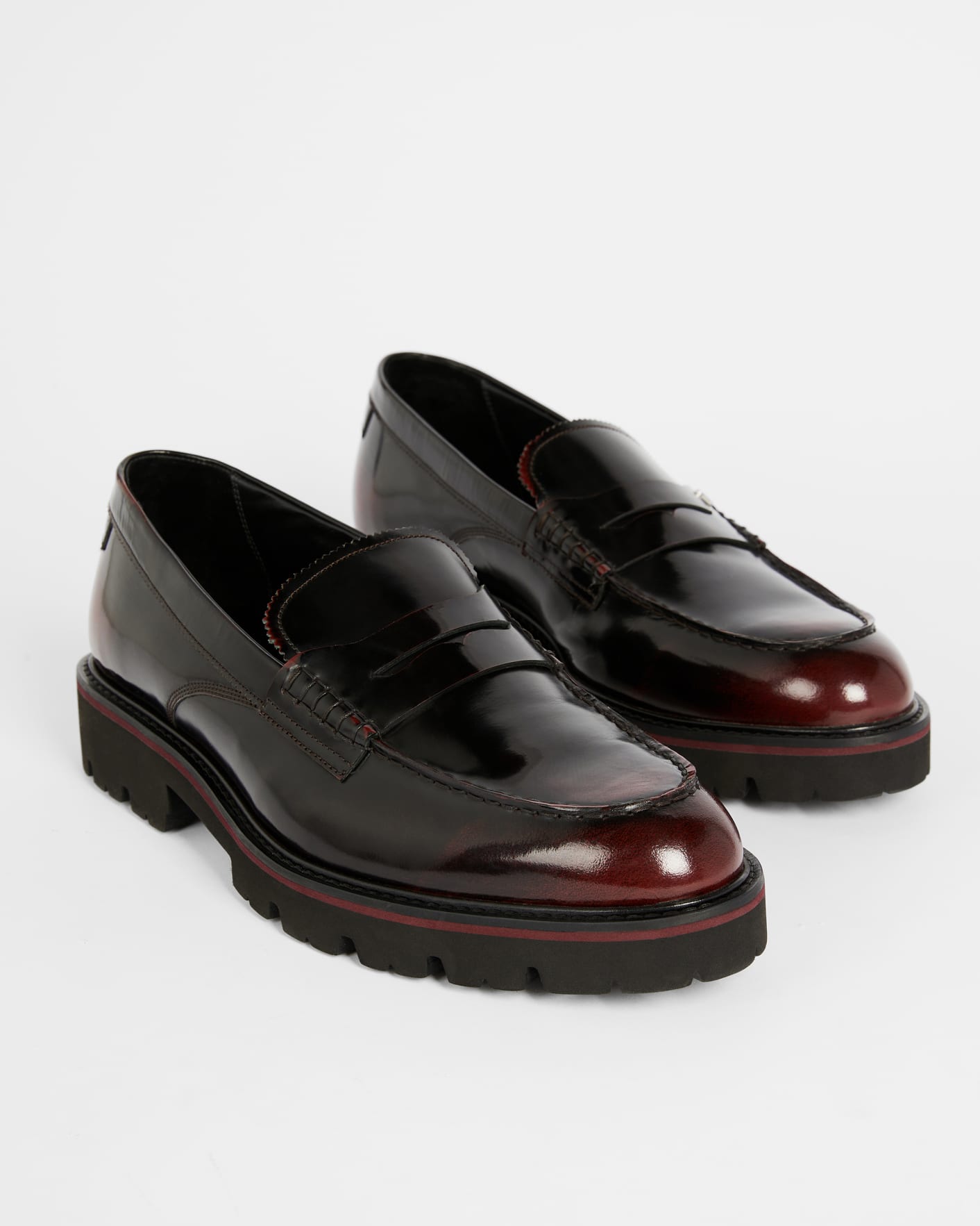 Dark Red Cleated Sole Penny Loafer Ted Baker