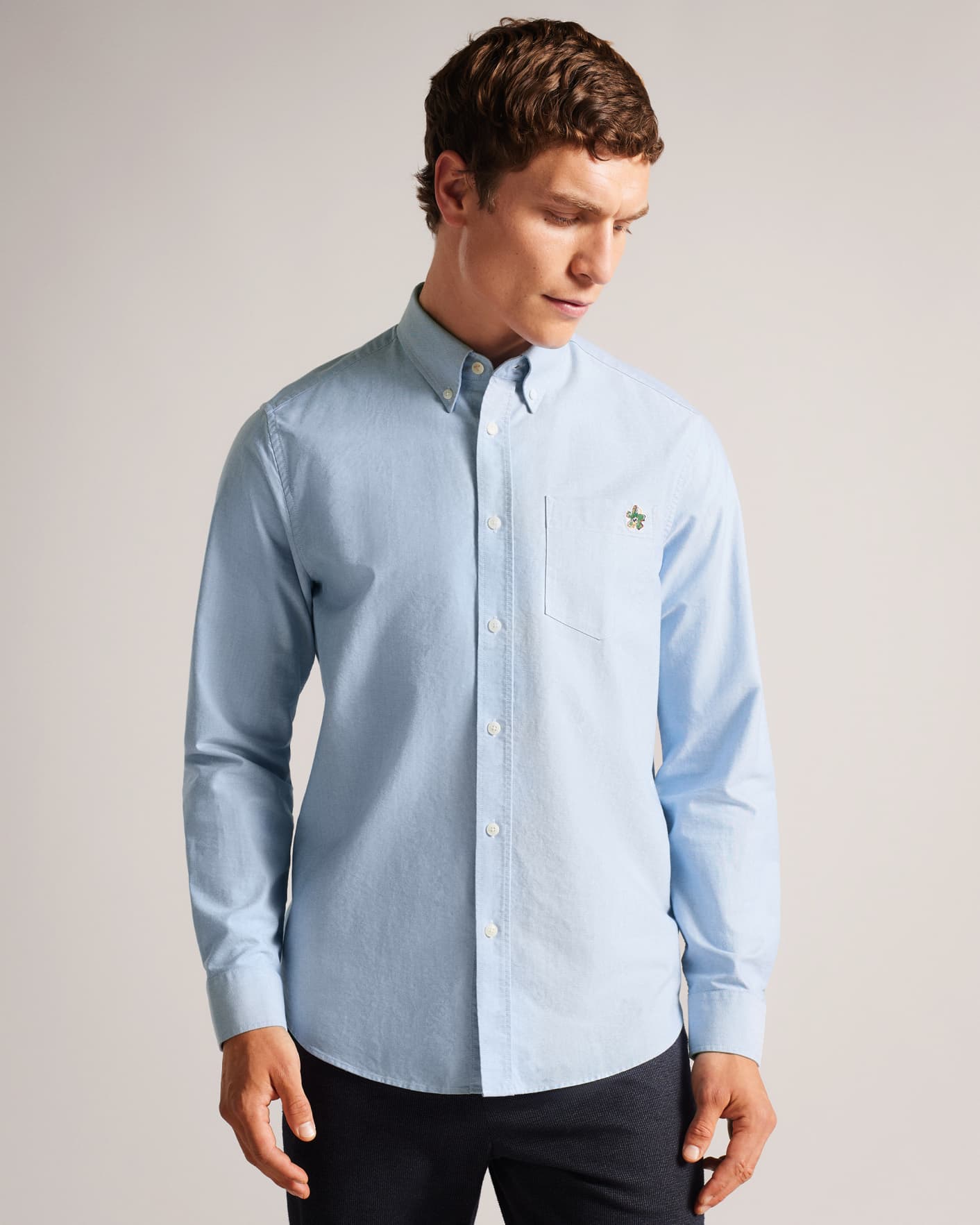 Blue Long Sleeve Oxford Shirt Ted Baker