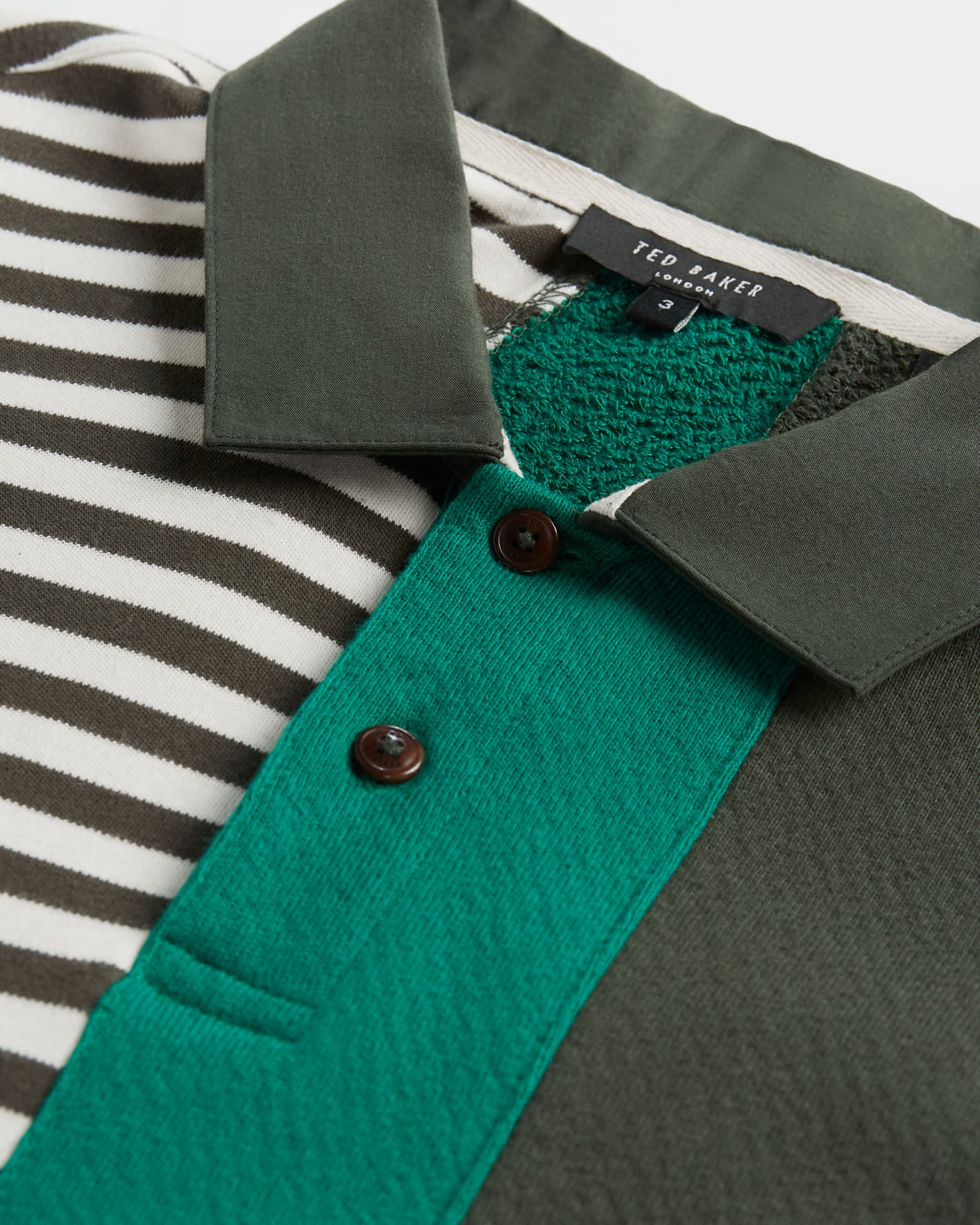 GREEN Ls Striped Rugby Top Ted Baker