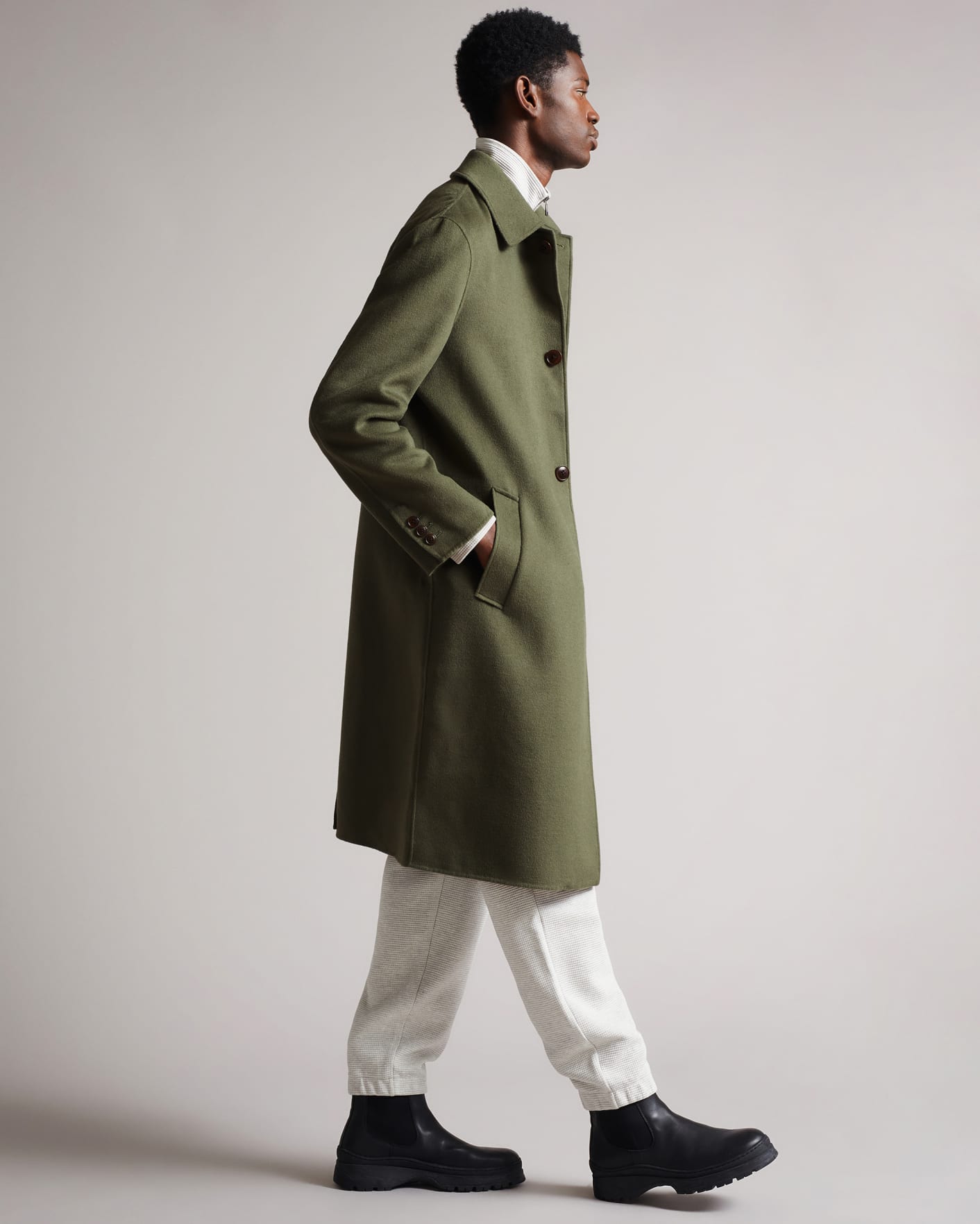 Pale Green Wool Carcoat Ted Baker