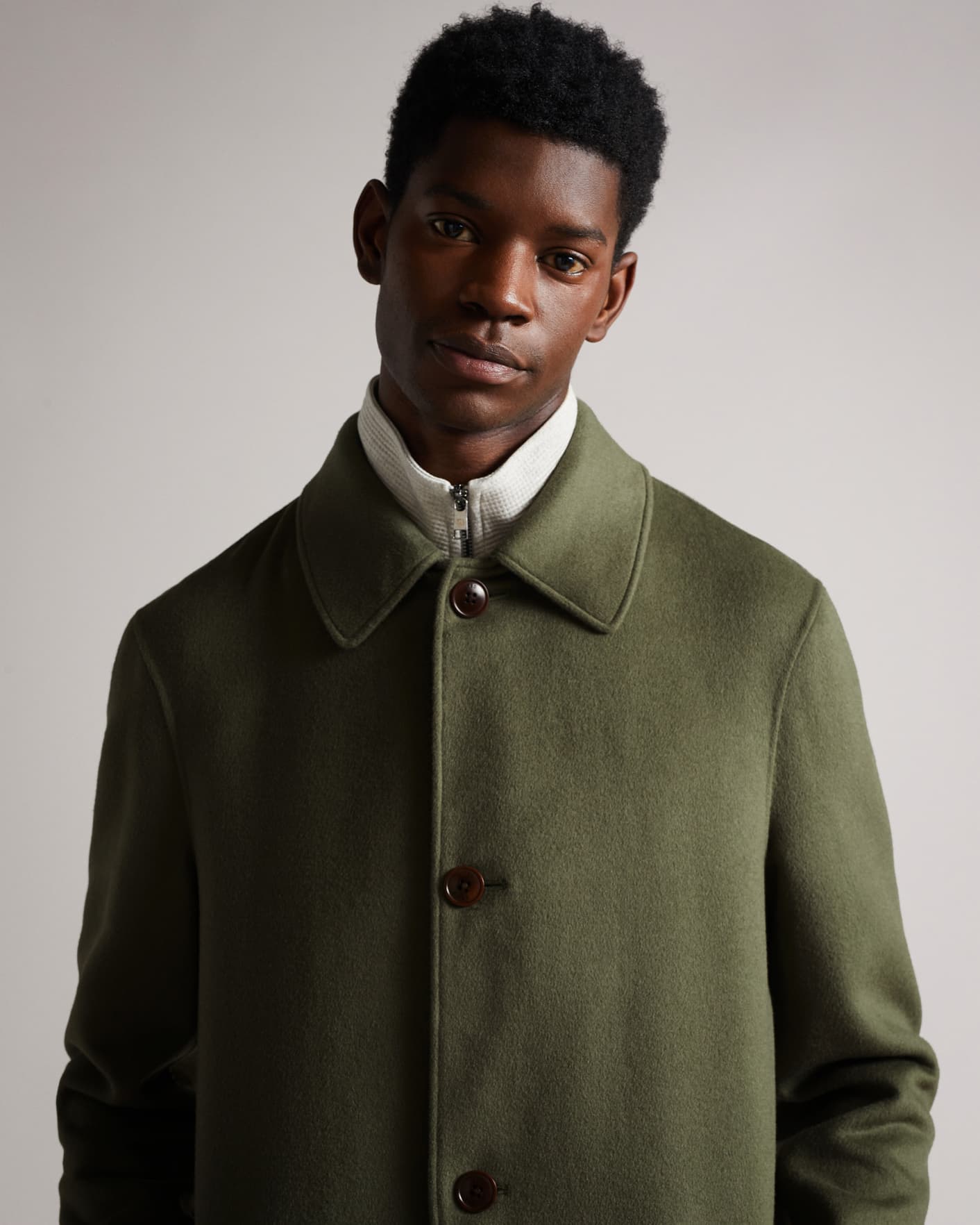 Pale Green Wool Carcoat Ted Baker