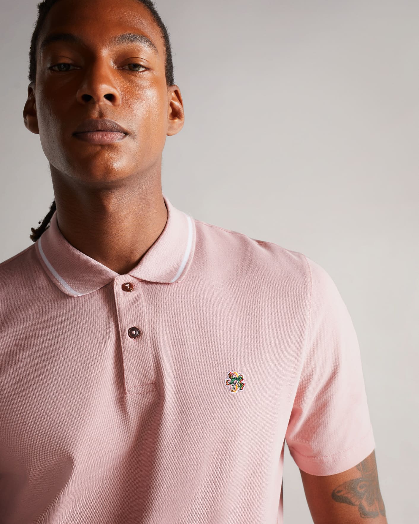 Dusky Pink Short Sleeve Polo Shirt Ted Baker