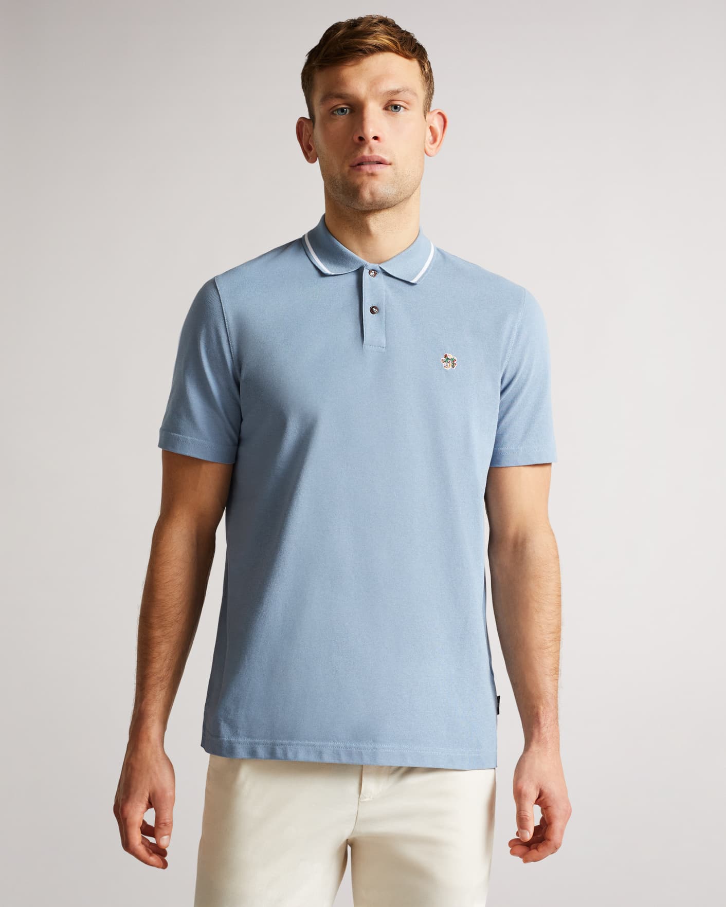 Light Blue Short Sleeve Polo Shirt Ted Baker