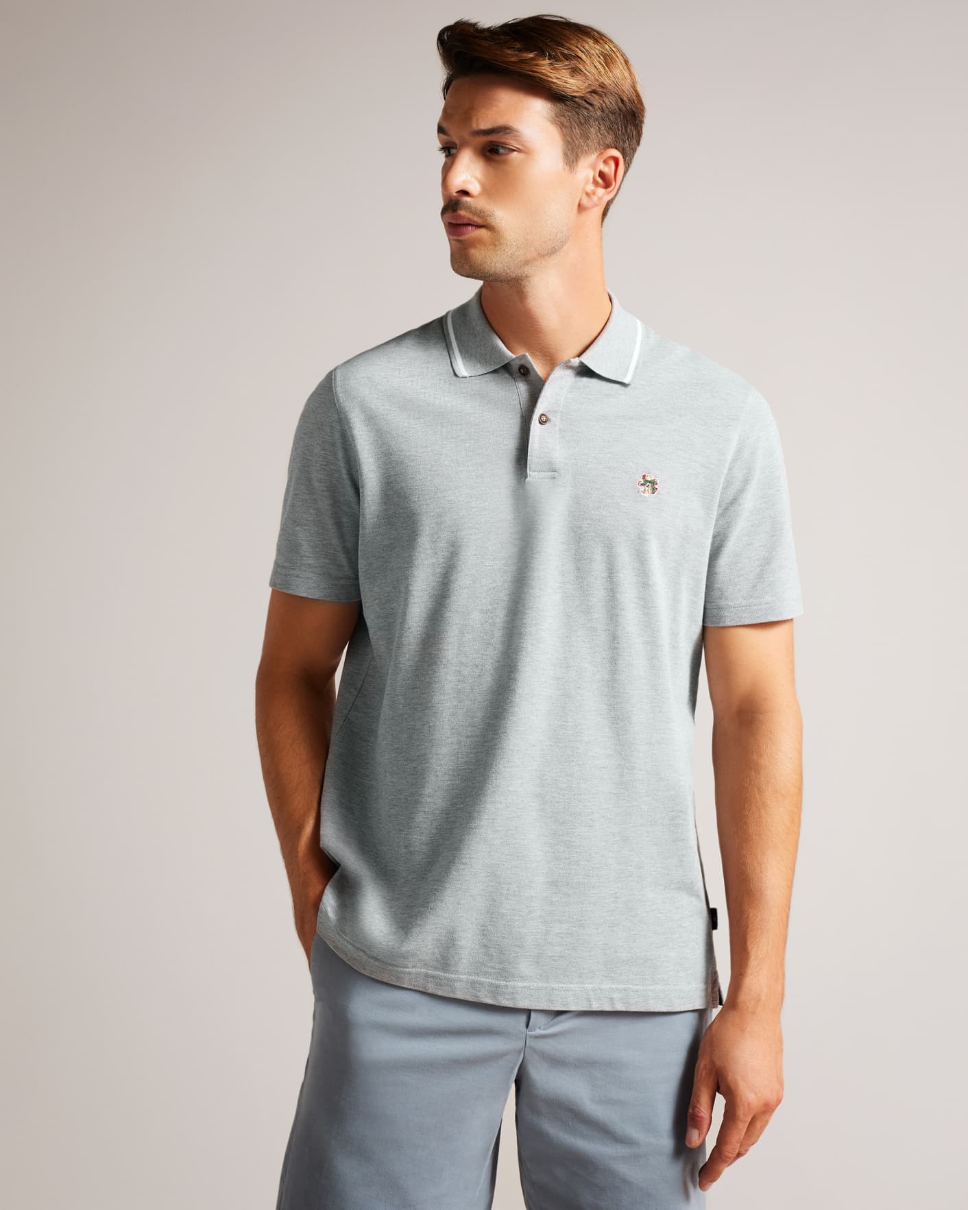 Light Gray Short Sleeve Polo Shirt Ted Baker