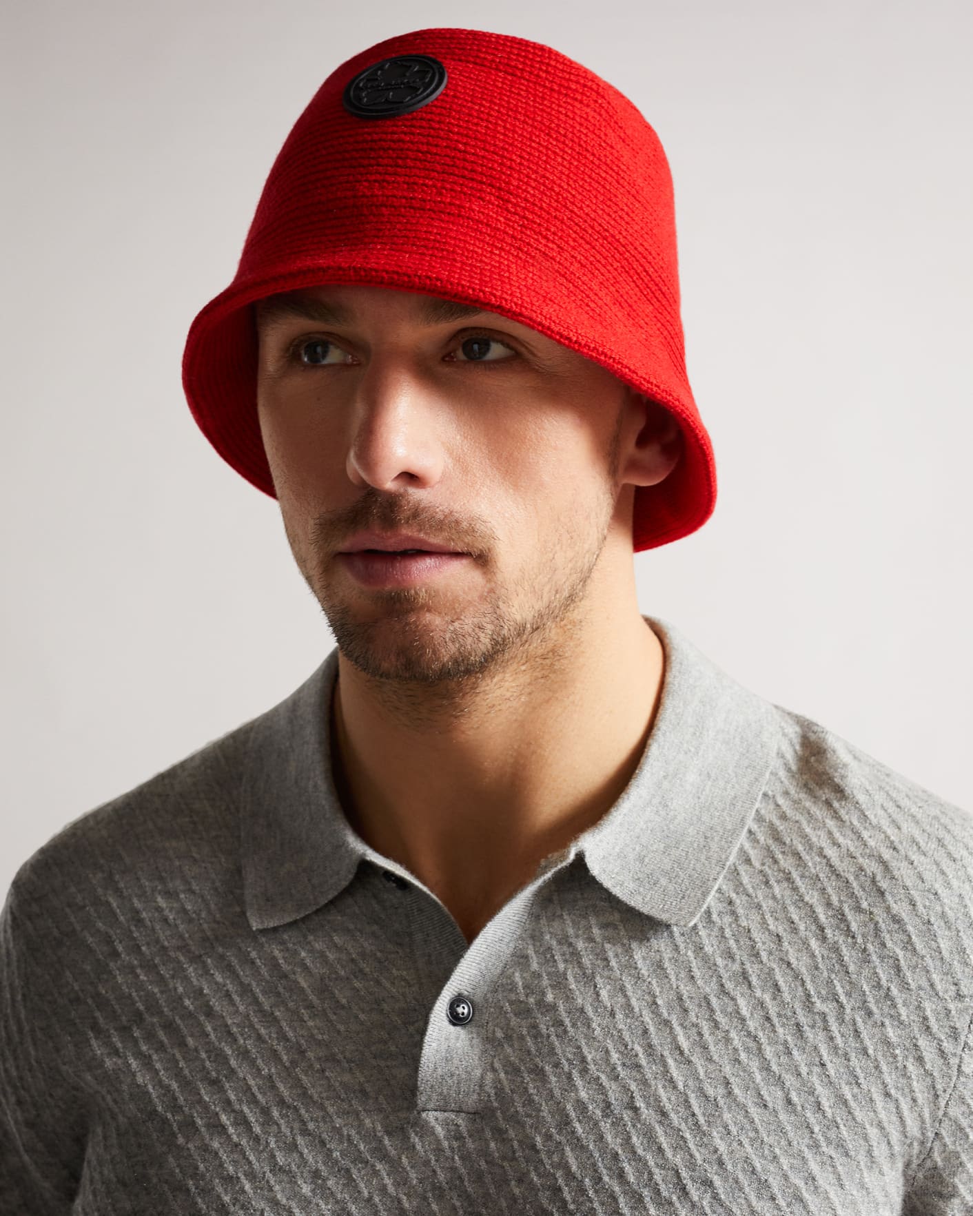 Red Knitted Bucket Hat Ted Baker