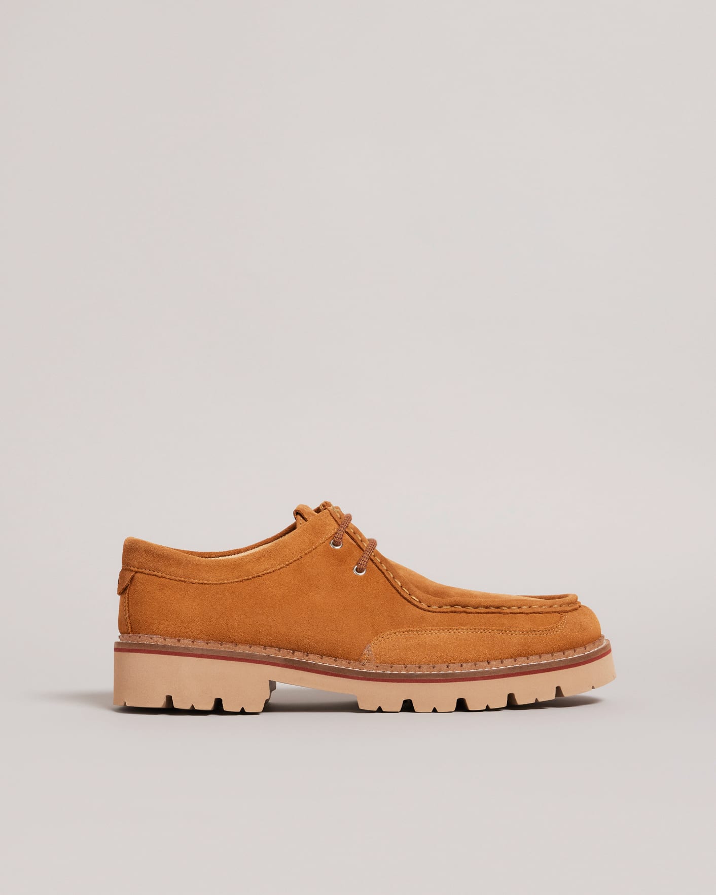 Tan Chunky Sole Suede Moccasin Shoes Ted Baker