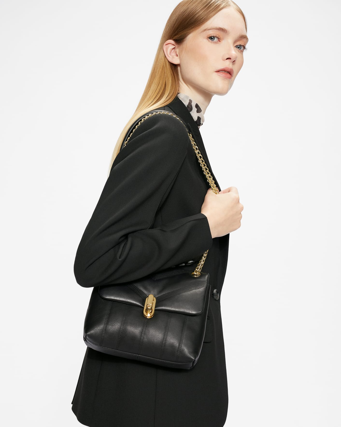 Black Leather Quilted Mini Crossbody Bag Ted Baker