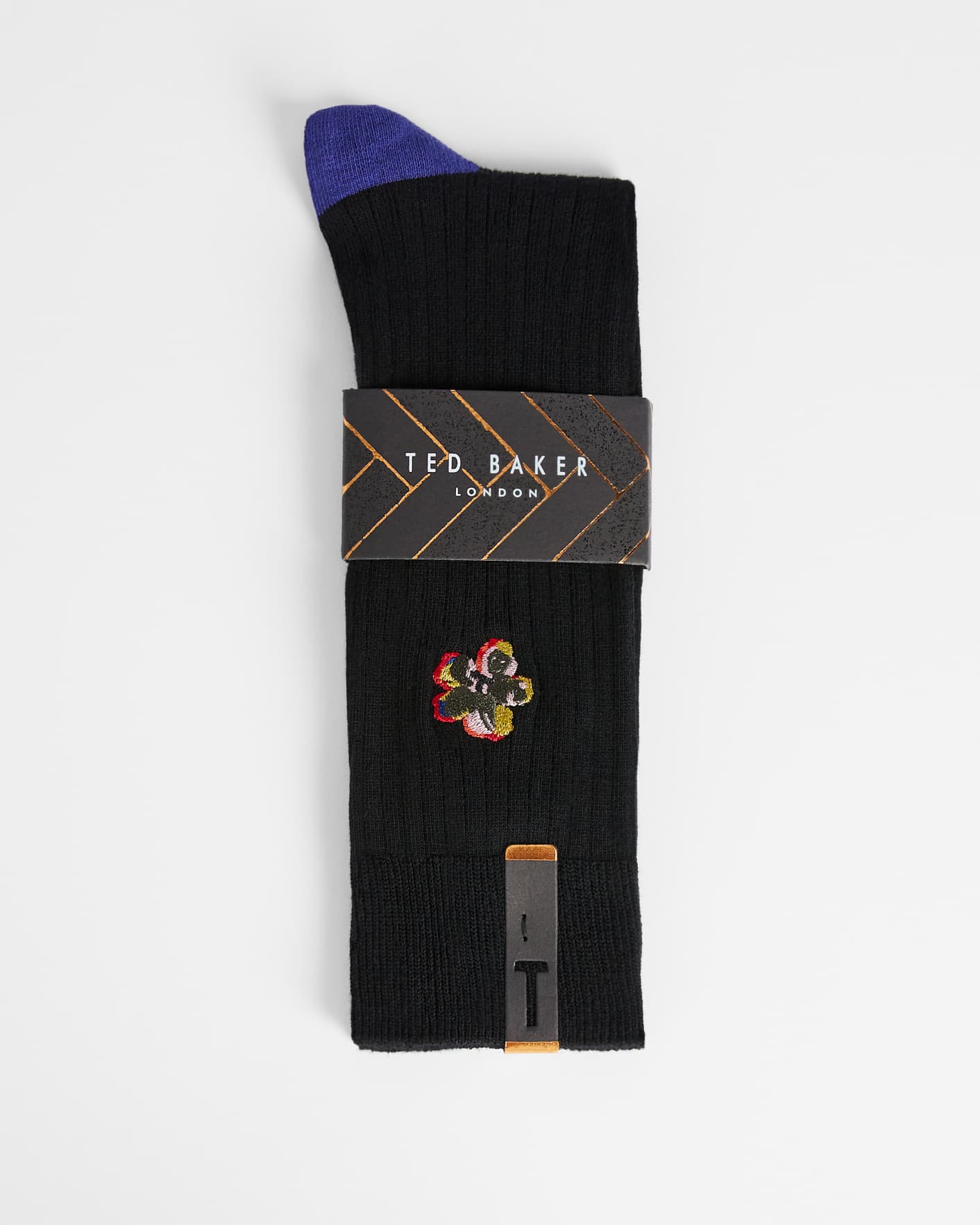 BLACK Flower Embroidery Sock Ted Baker