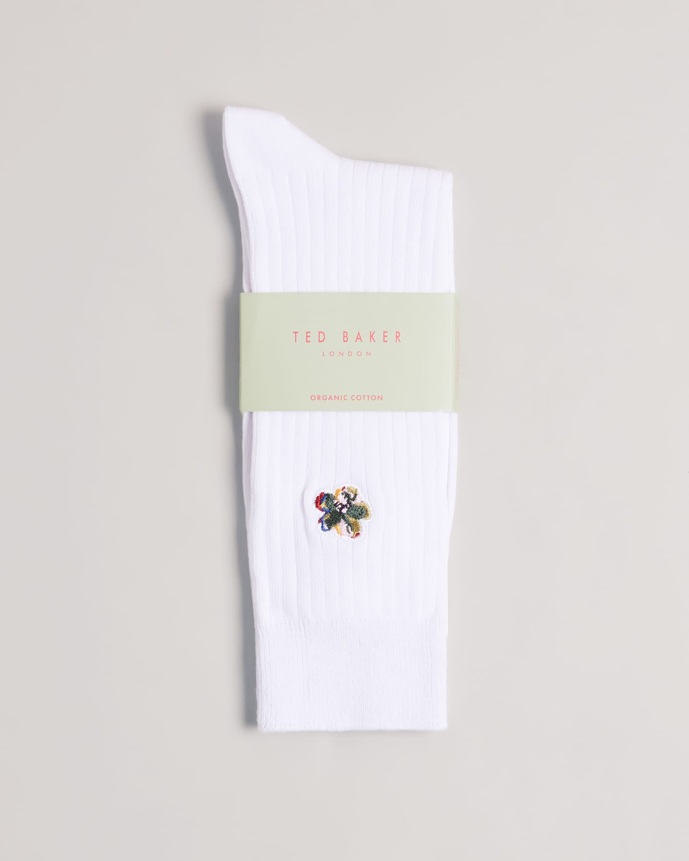White Flower Embroidery Sock Ted Baker