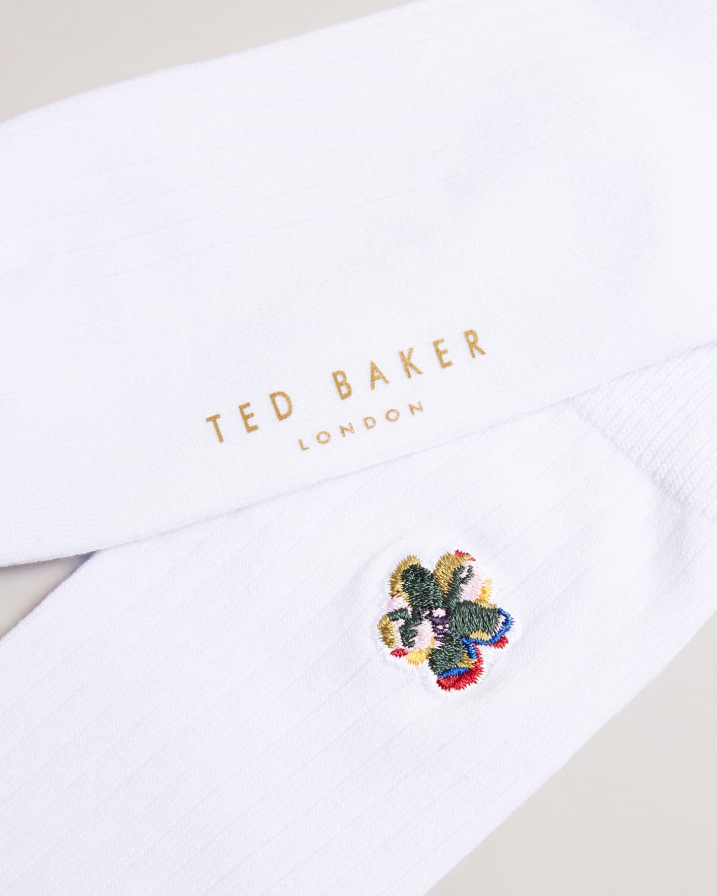 White Flower Embroidery Sock Ted Baker