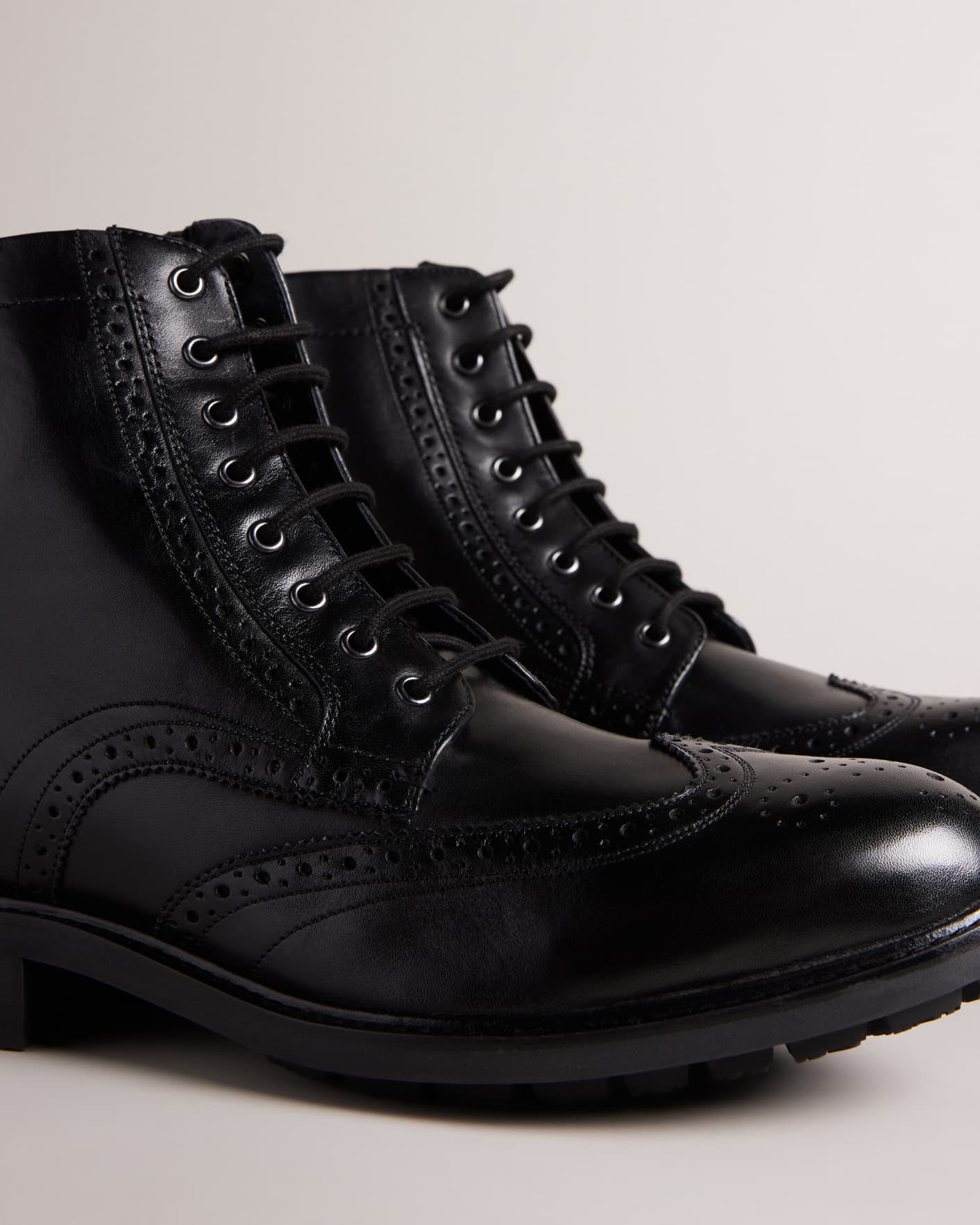 Black Lace Up Leather Boot Ted Baker