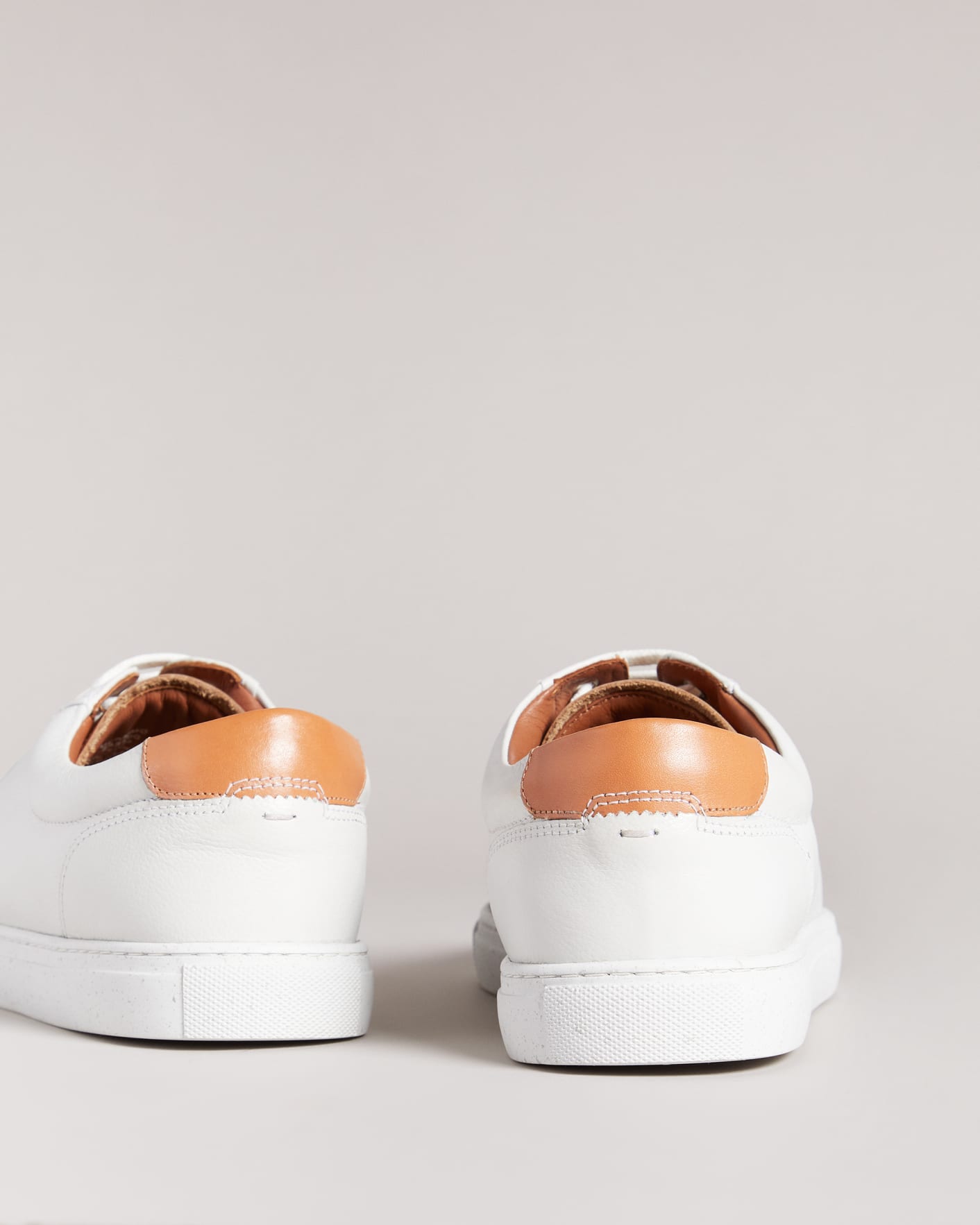White-Tan Leather Trainers Ted Baker