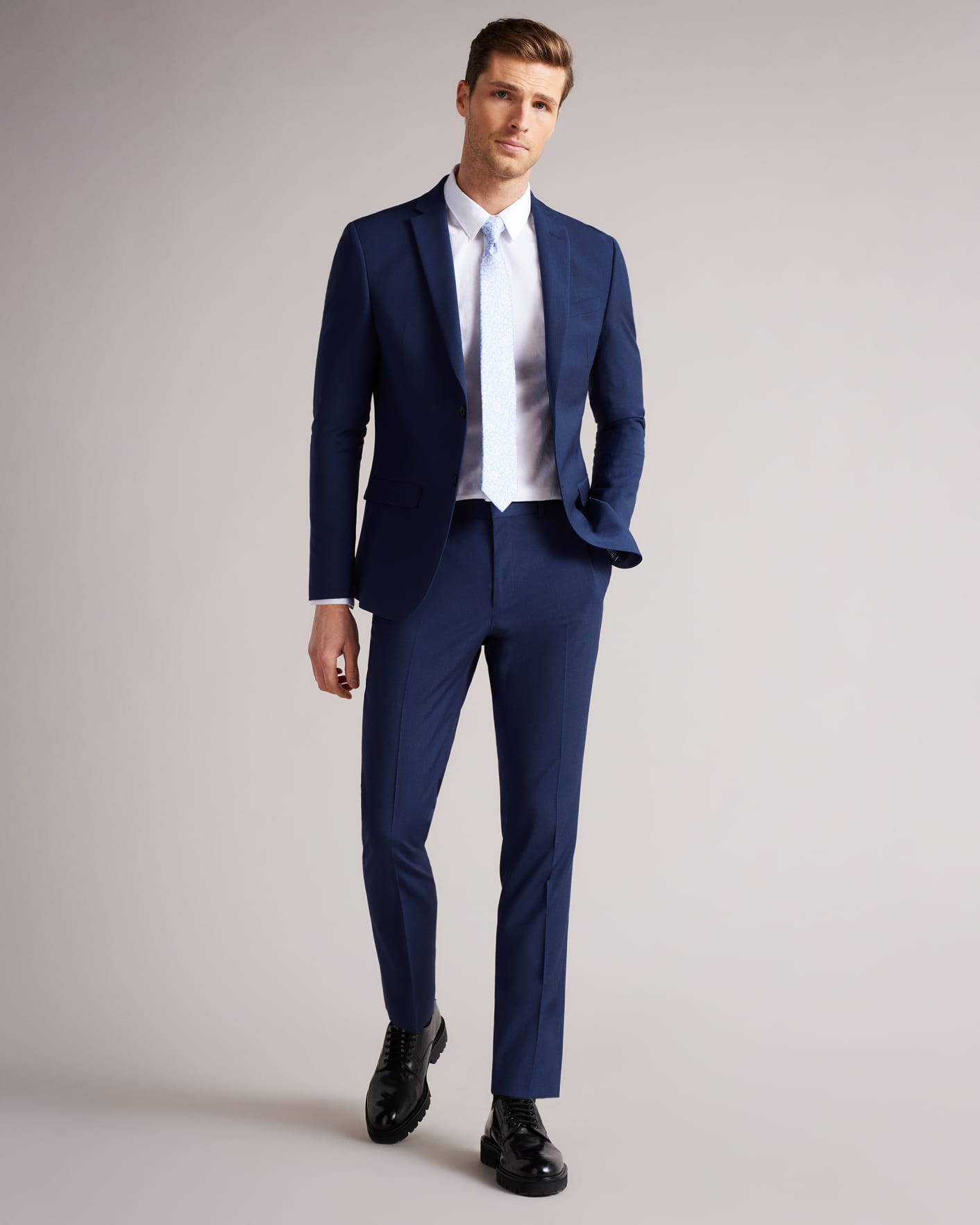 Dark Blue Slim Fit Plain Suit Trousers Ted Baker