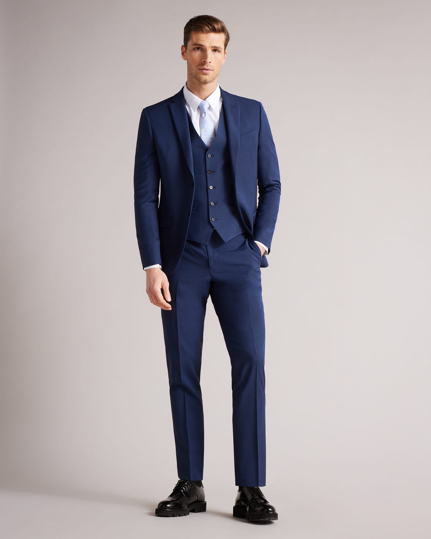 Dark Blue Slim Fit Plain Suit Waistcoat Ted Baker