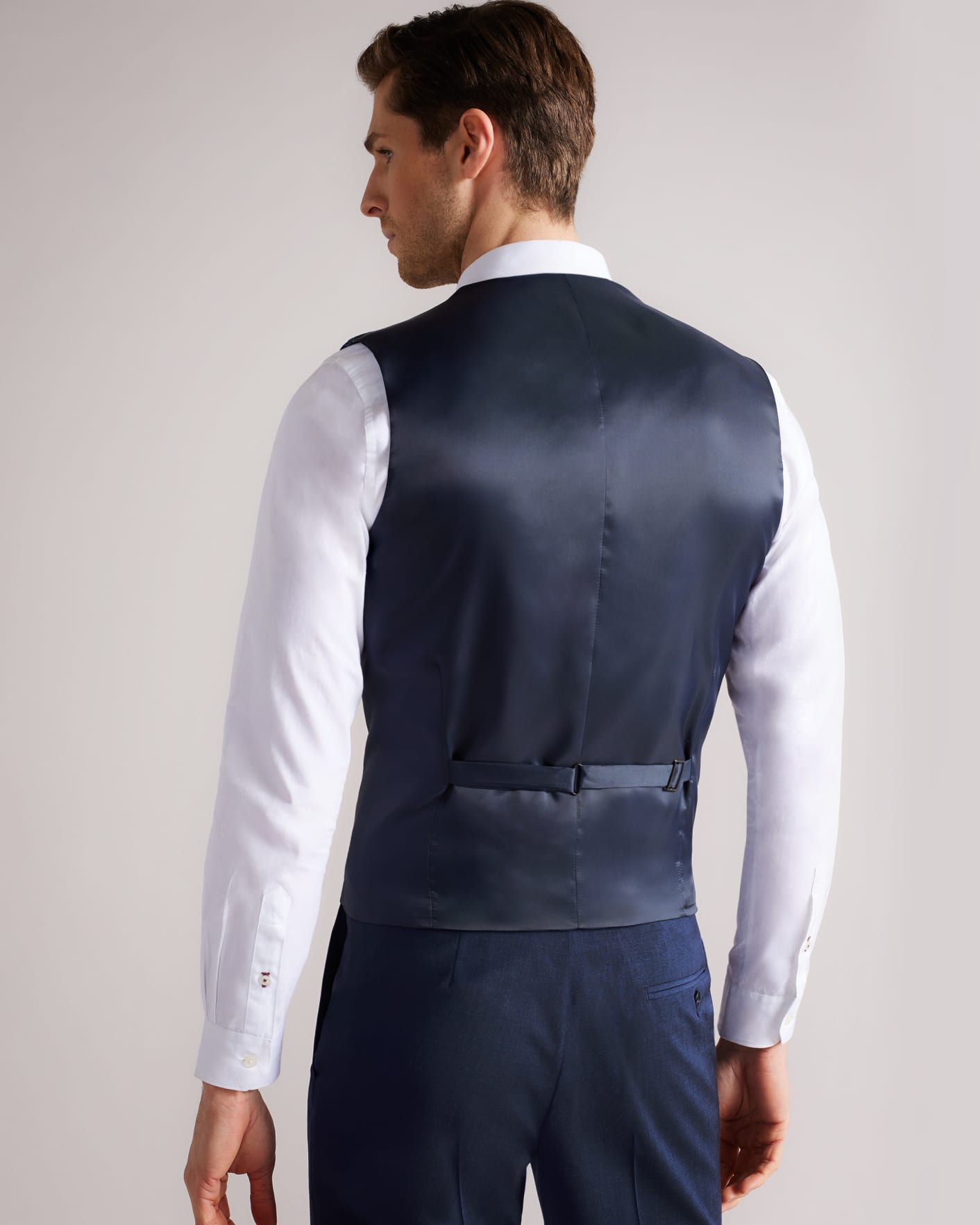 Dark Blue Slim Fit Plain Suit Waistcoat Ted Baker