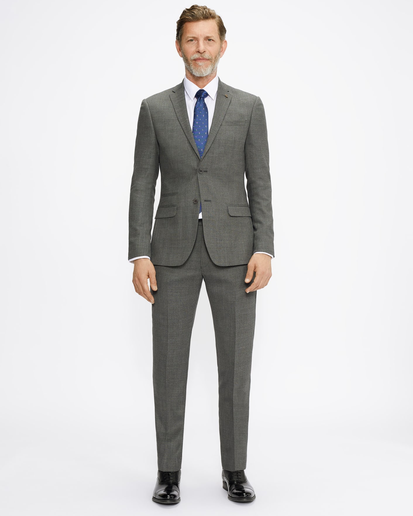 Gray Slim Fit Textured Suit Jacket Ted Baker