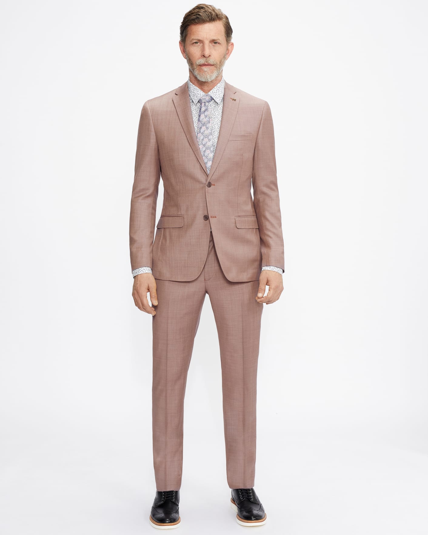 Dusky Pink Slim Fit Plain Suit Jacket Ted Baker