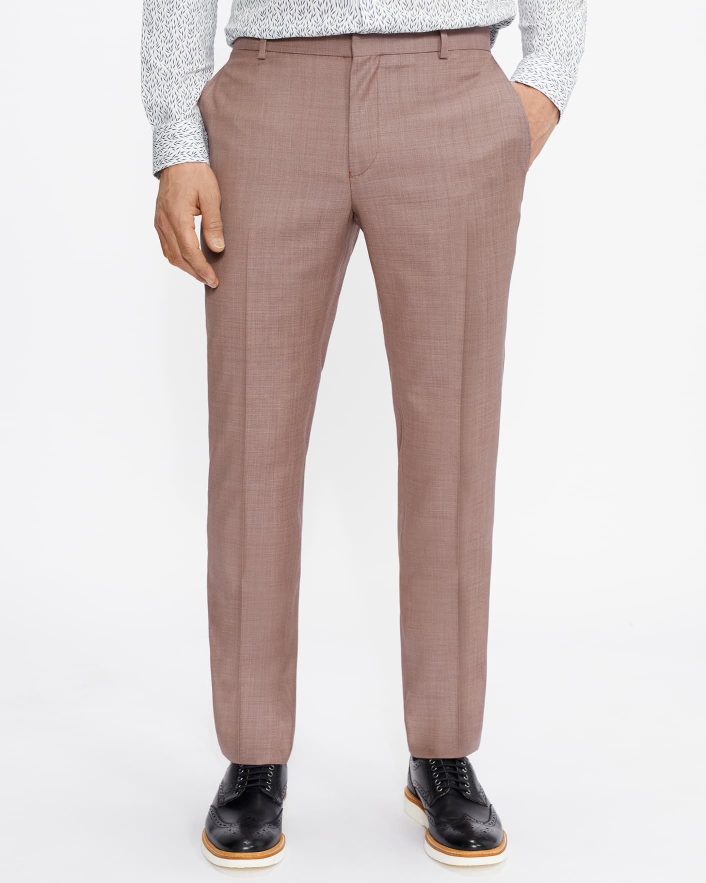Dusky Pink Slim Fit Plain Suit Trouser Ted Baker