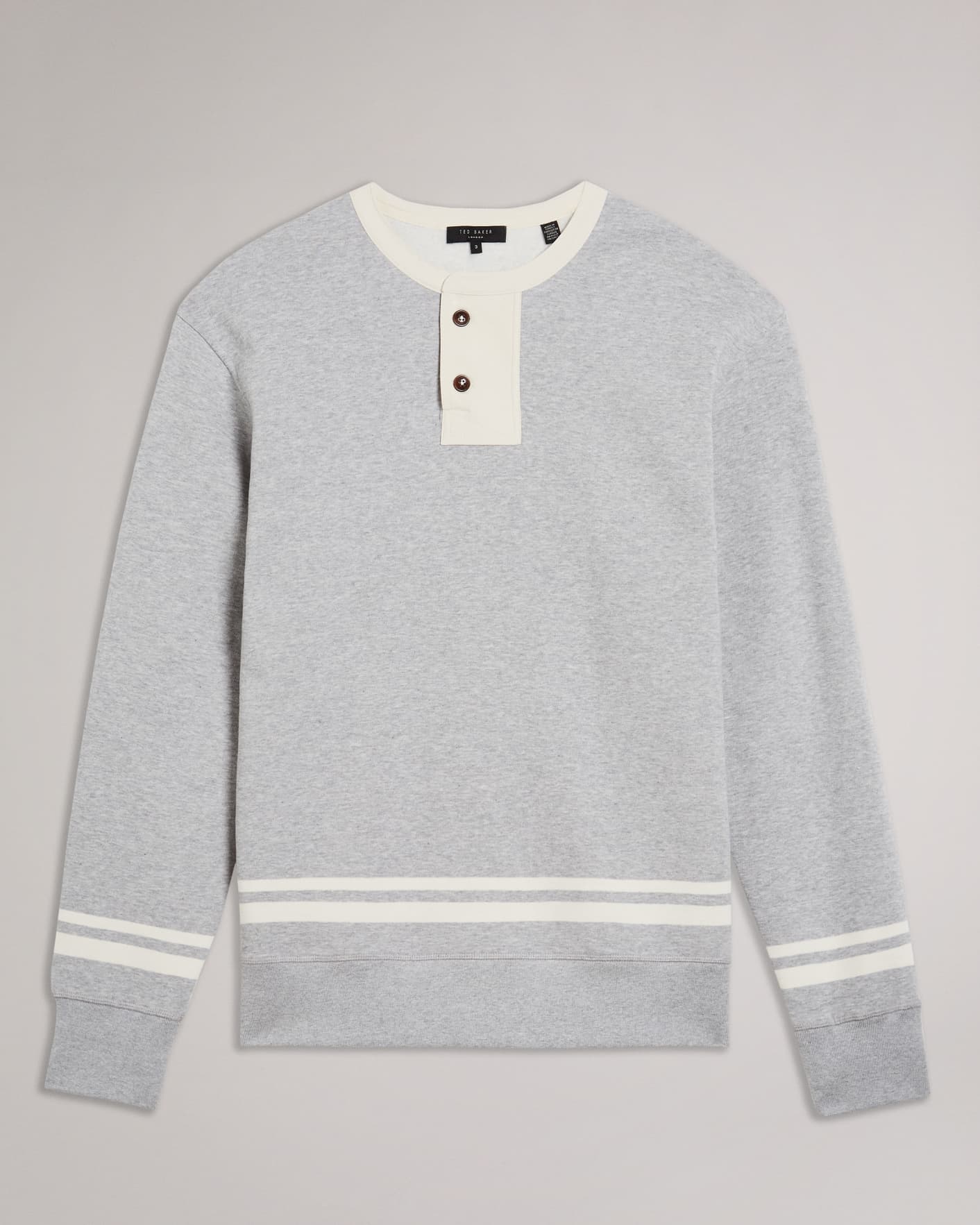 Grey-Marl LS Henley sweatshirt Ted Baker