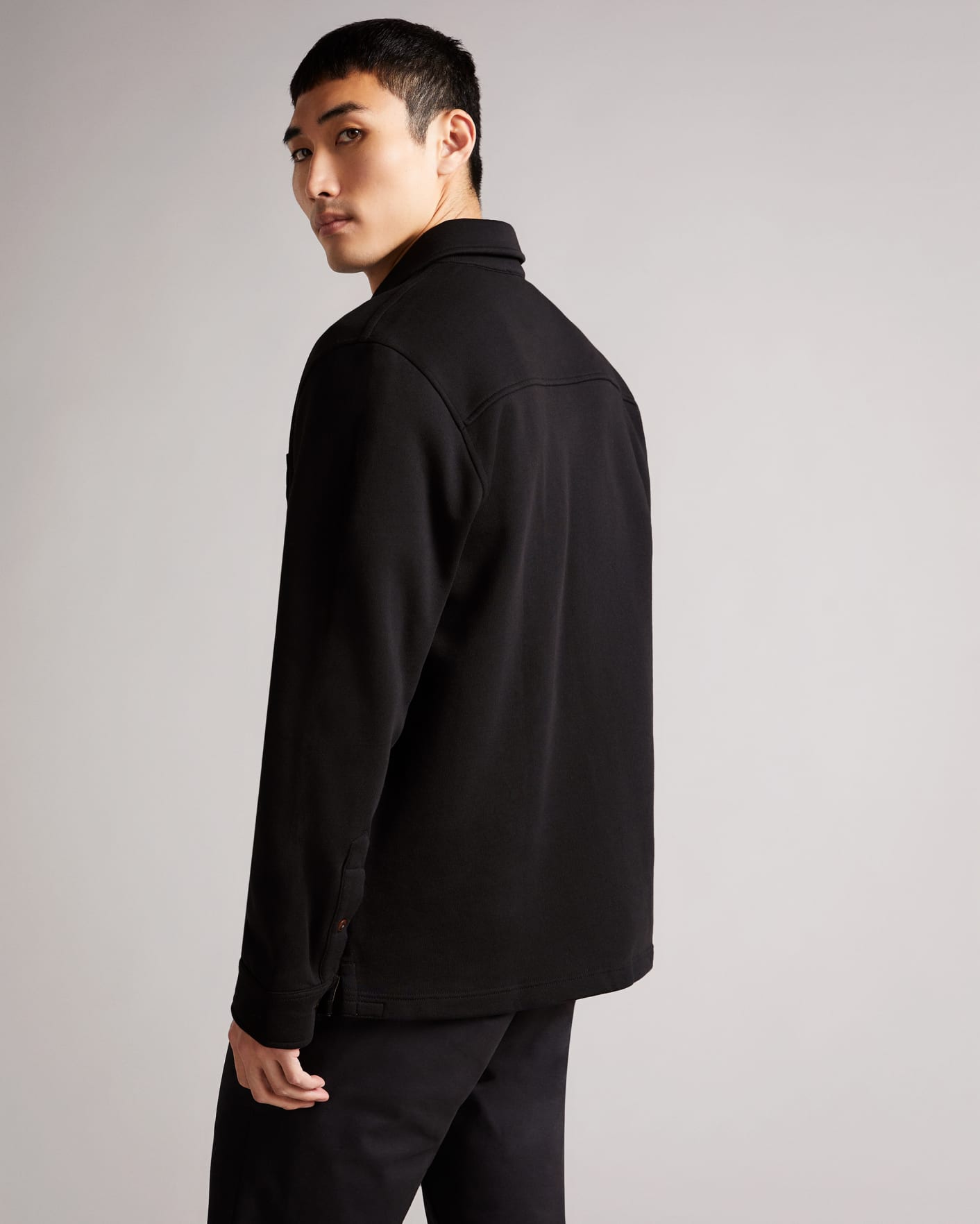 Black Long Sleeved Heavy Weight Jersey  Overshirt Ted Baker