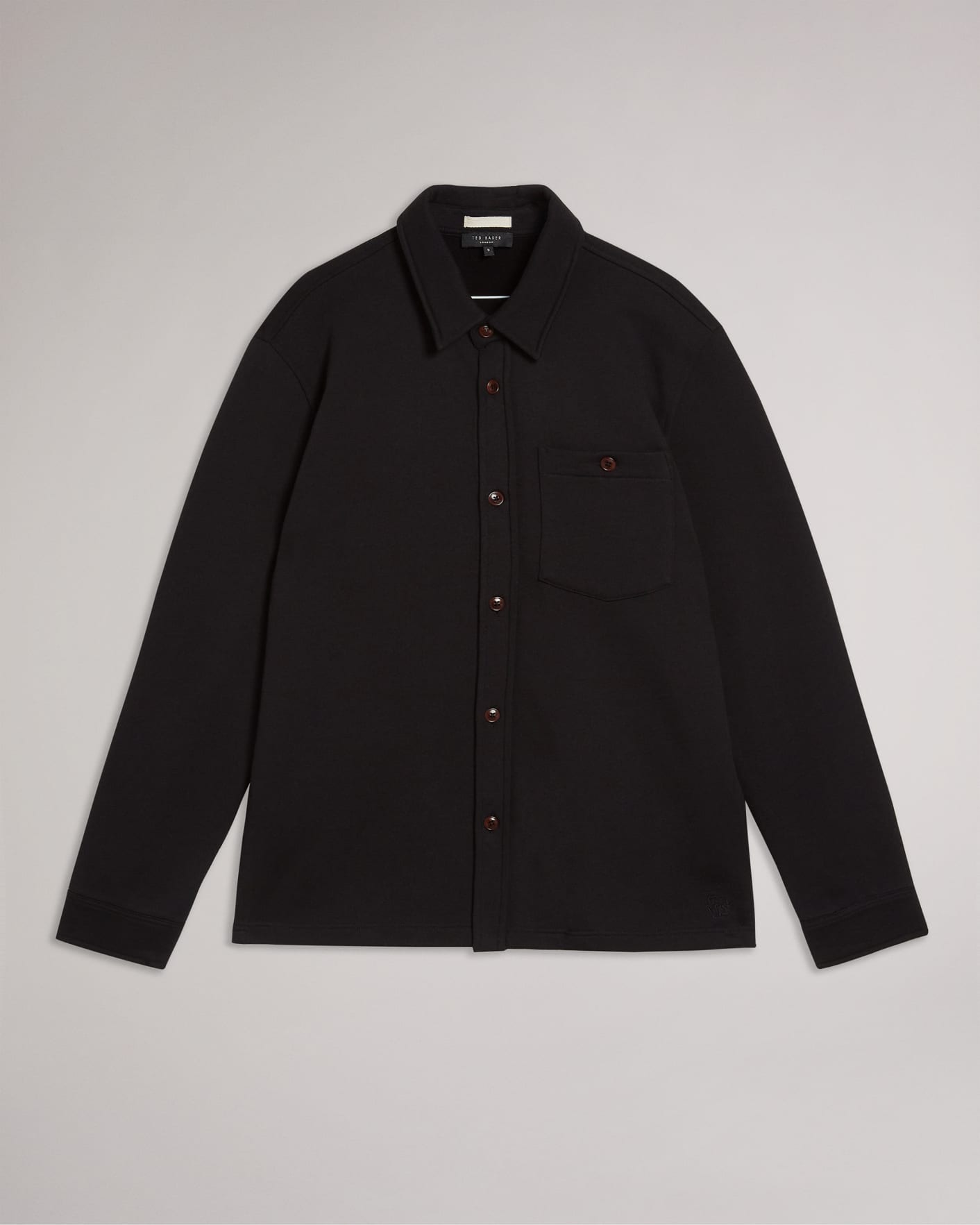 Black Long Sleeved Heavy Weight Jersey  Overshirt Ted Baker
